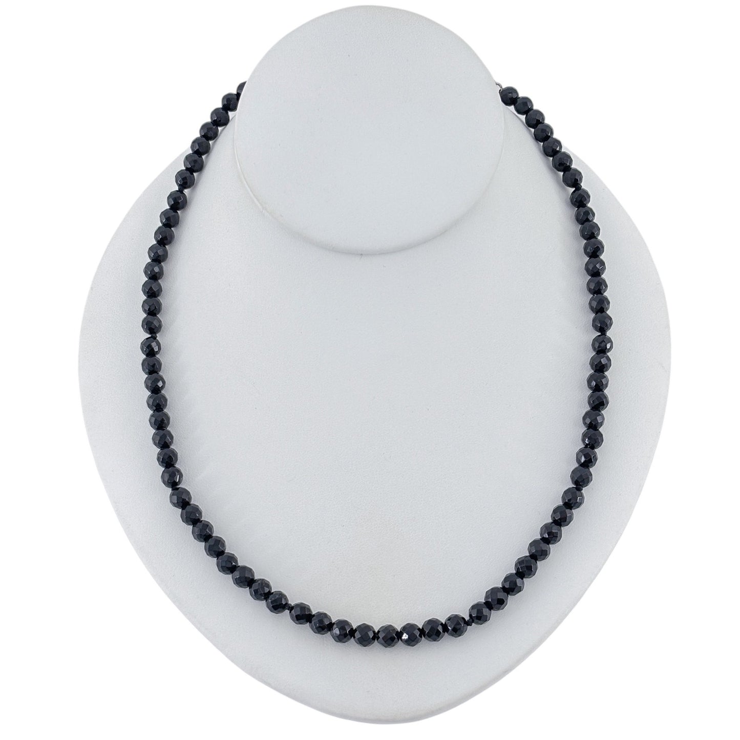 Vintage Black Faceted Spinel Bead Necklace 18"-20"