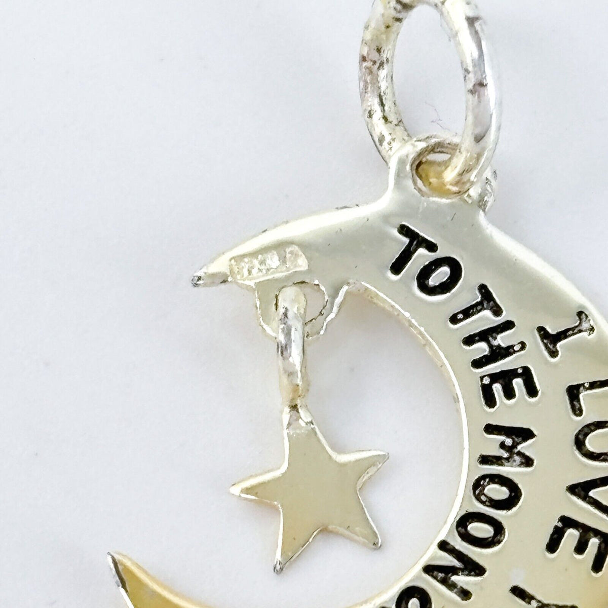 Vintage Gold-Tone Sterling Silver 925 "I Love You To The Moon And Back" Pendant
