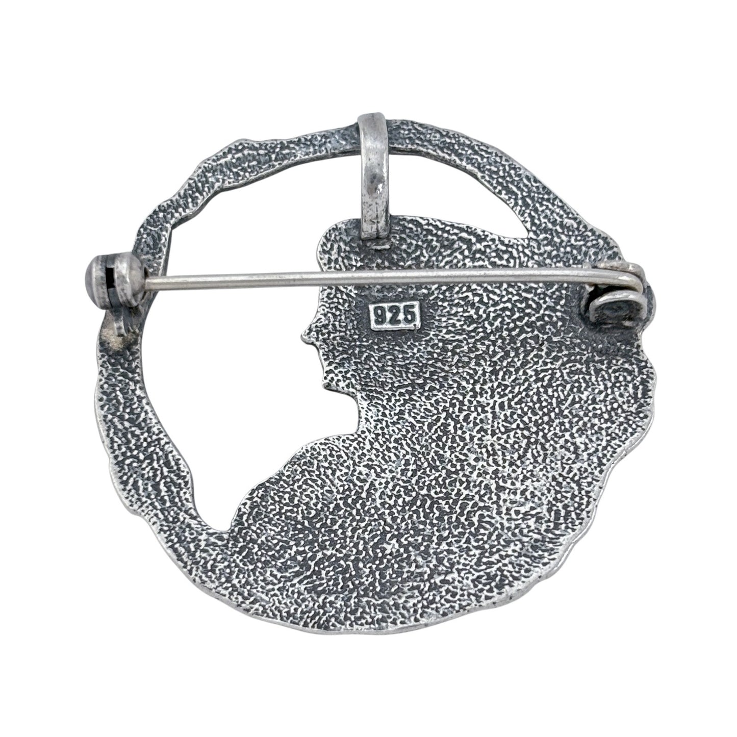 Vintage Sterling Silver 925 Woman Profile Brooch Pendant