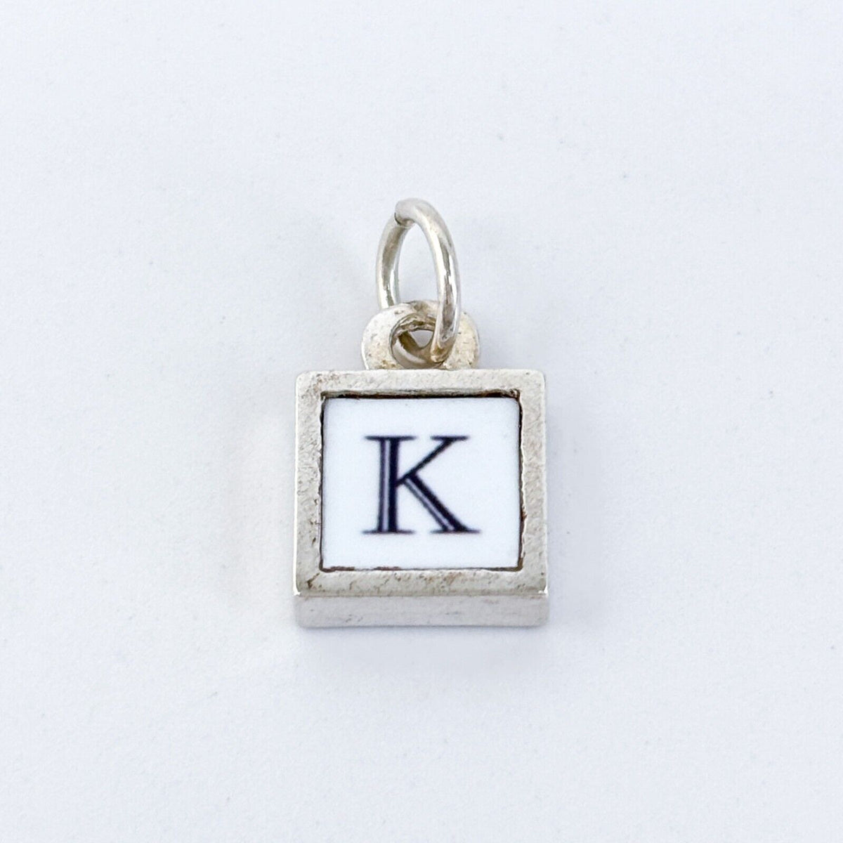 Vintage Sterling Silver 925 Pink Reversible Initial "K" Charm Pendant