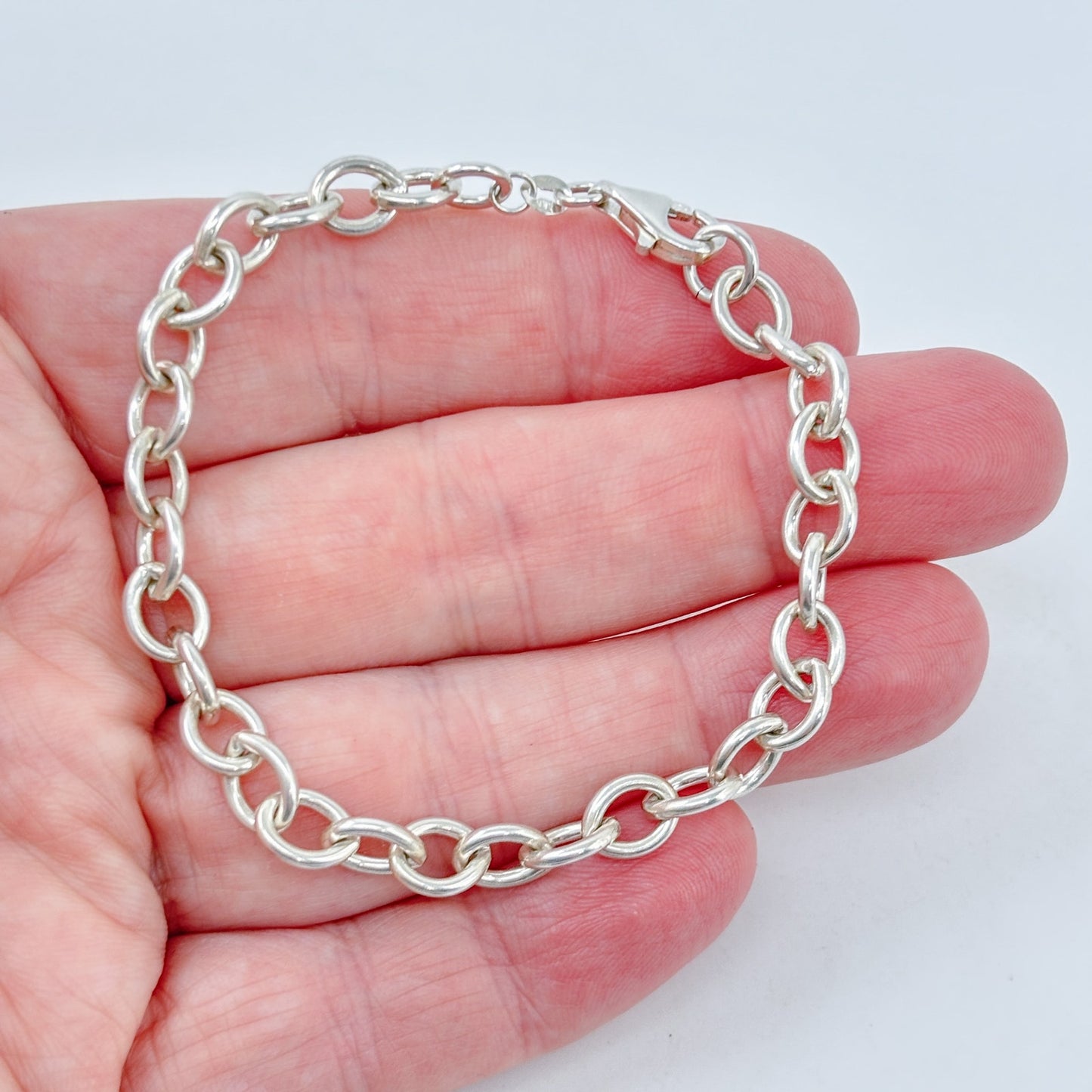 Vintage Sterling Silver 925 Chain Charm Bracelet 7.5"