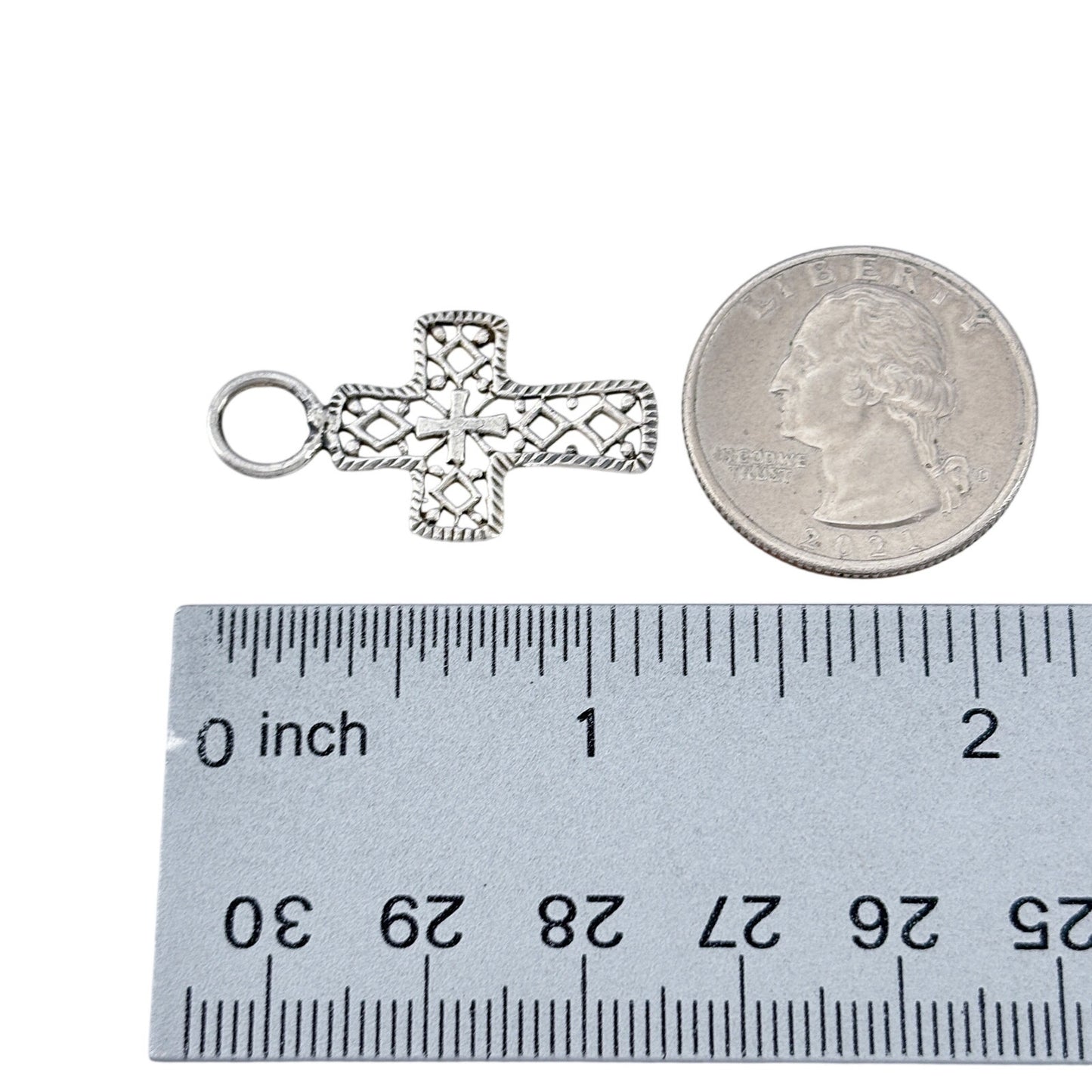Vintage Sterling Silver 925 Ornate Filigree Cross Pendant