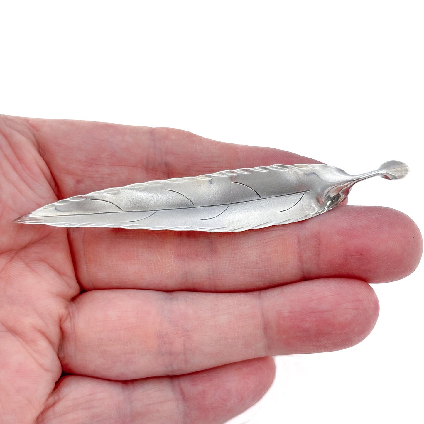 Vintage NYE Sterling Silver 925 Feather Brooch