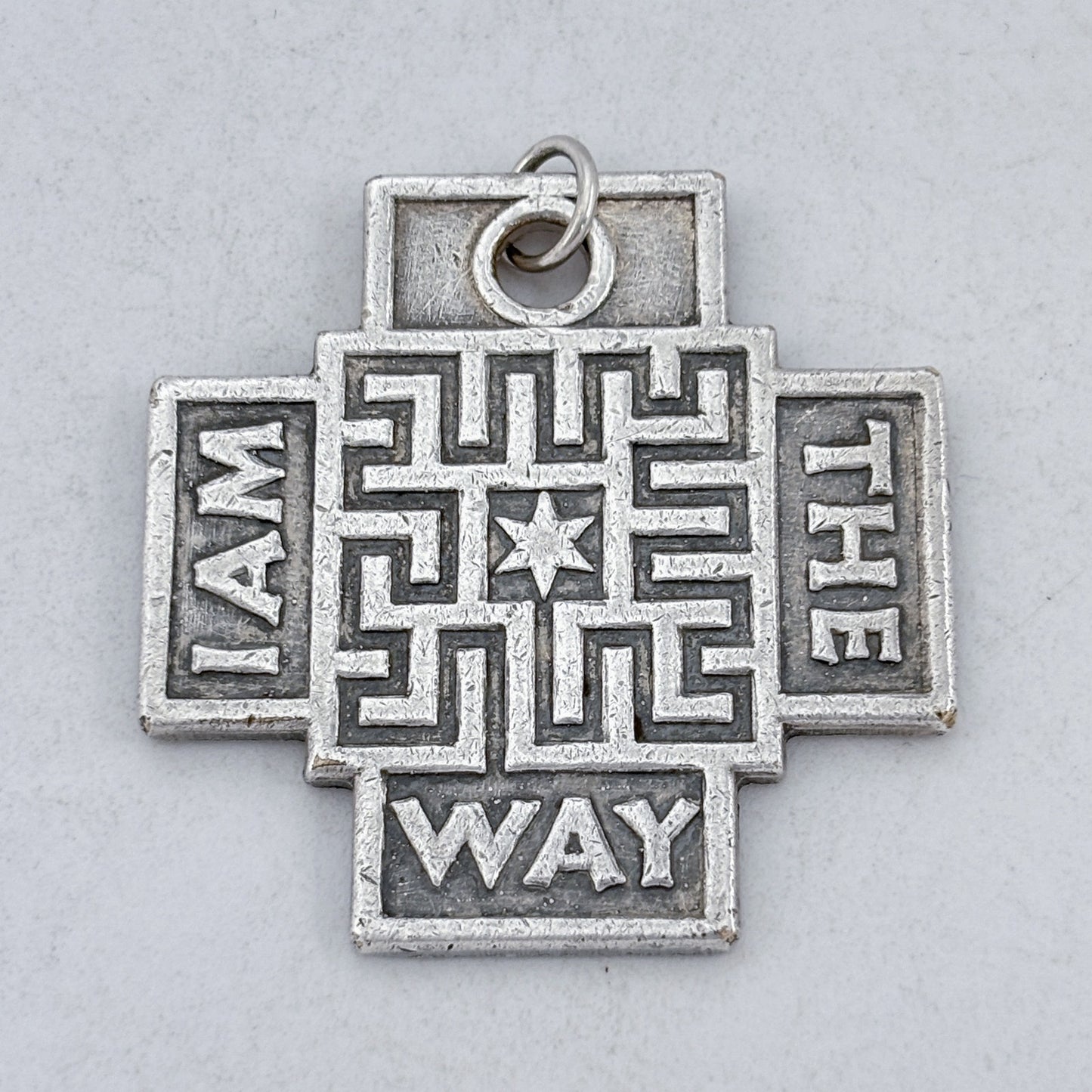 Vintage Sterling Silver 925 I Am The Way Cross Pendant