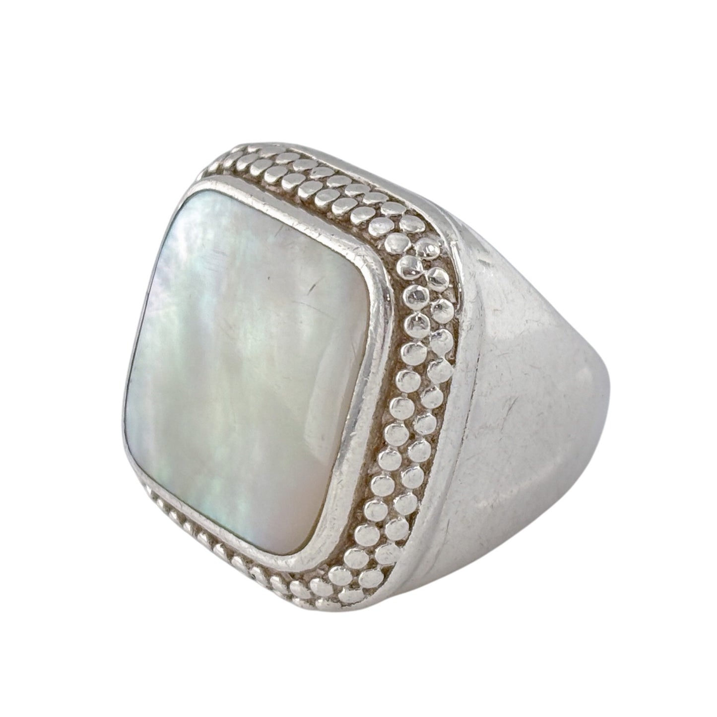 Vintage Sterling Silver 925 Square Mother of Pearl Ring Size 6.5
