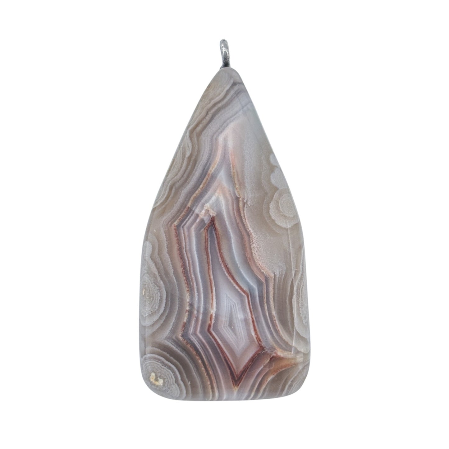 Vintage Sterling Silver 925 Gray Banded Agate Pendant