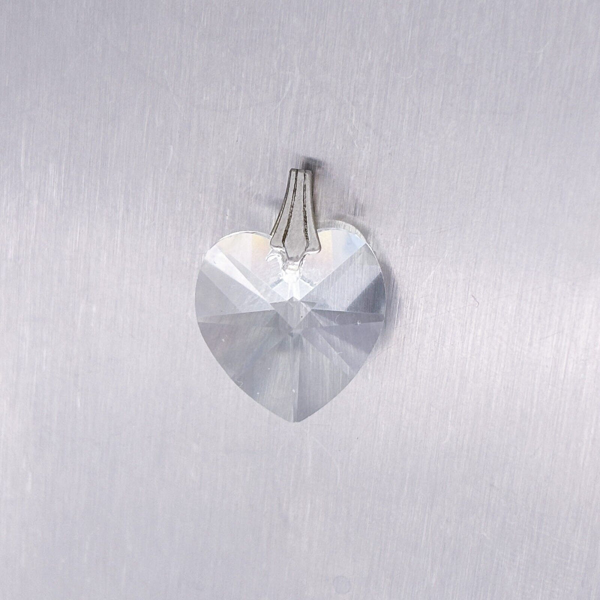Vintage Sterling Silver 925 Faceted Crystal Heart Pendant