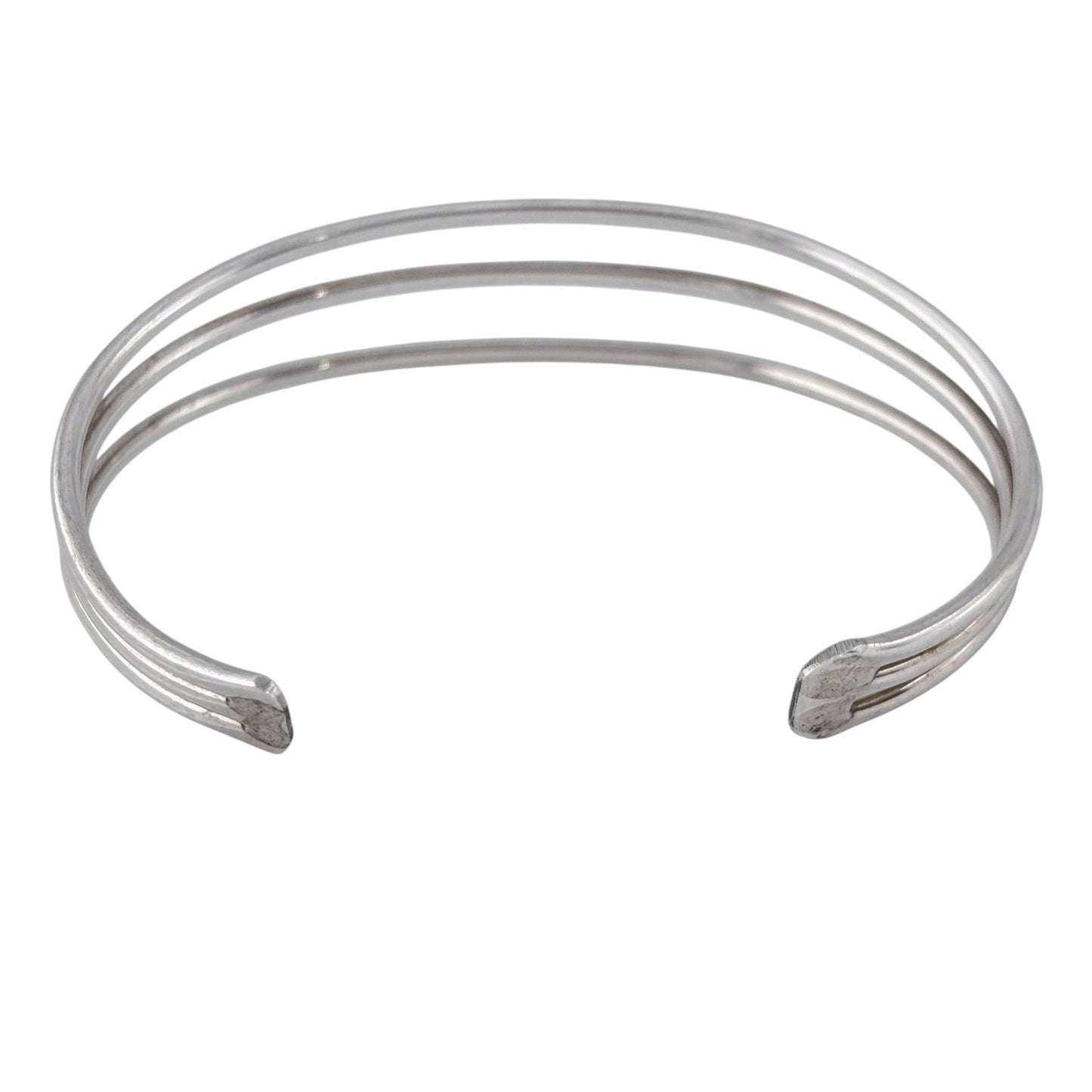 Vintage Sterling Silver 925 Triple Band Cuff Bracelet 7.25"