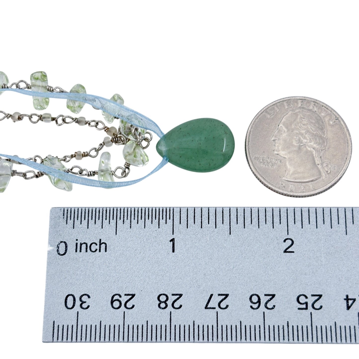 Vintage Sterling Silver 925 Aventurine Glass Necklace 15.5", 16", 16.5", 17"