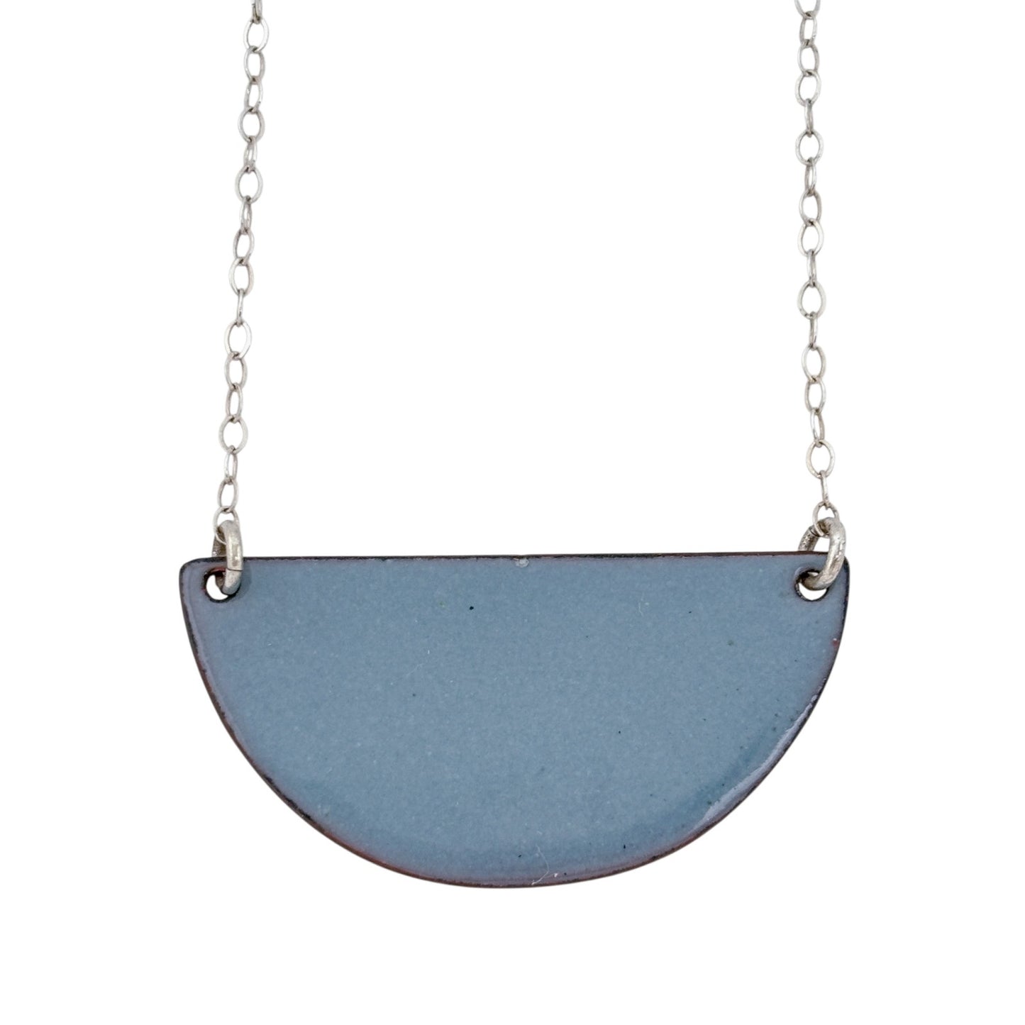 Vintage Sterling Silver 925 Blue Half Moon Pendant Necklace 18"