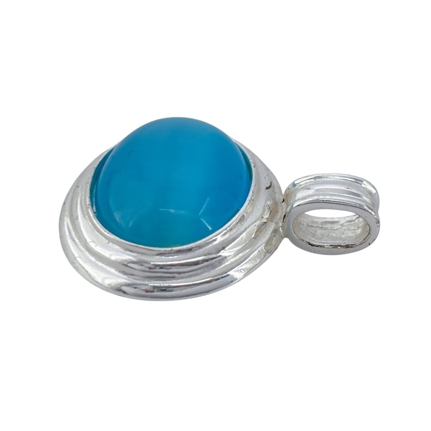 Vintage Sterling Silver 925 Blue Glass Pendant