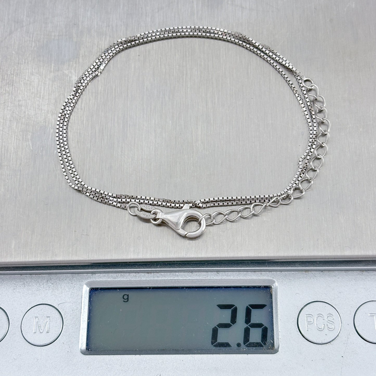 Vintage Sterling Silver 925 Box Chain Necklace 18"-20"