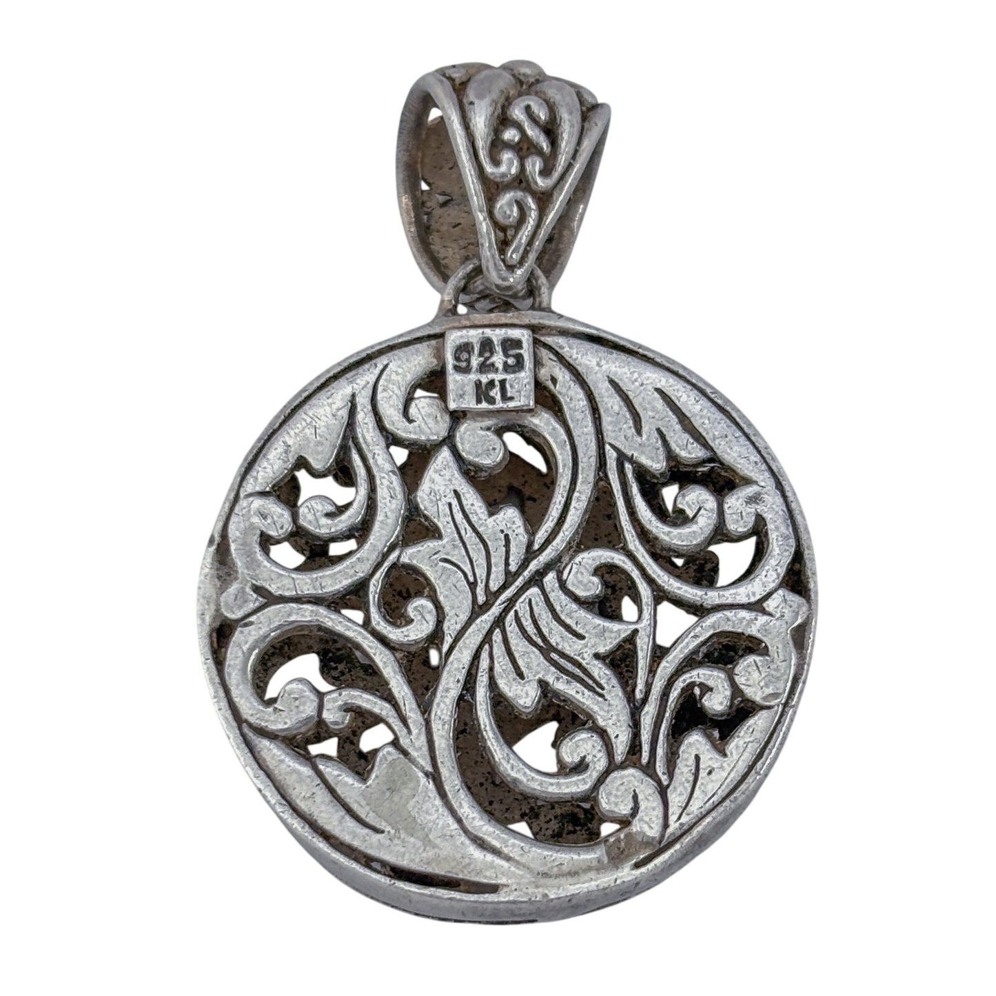 Vintage Sterling Silver 925 Filigree Round Pendant