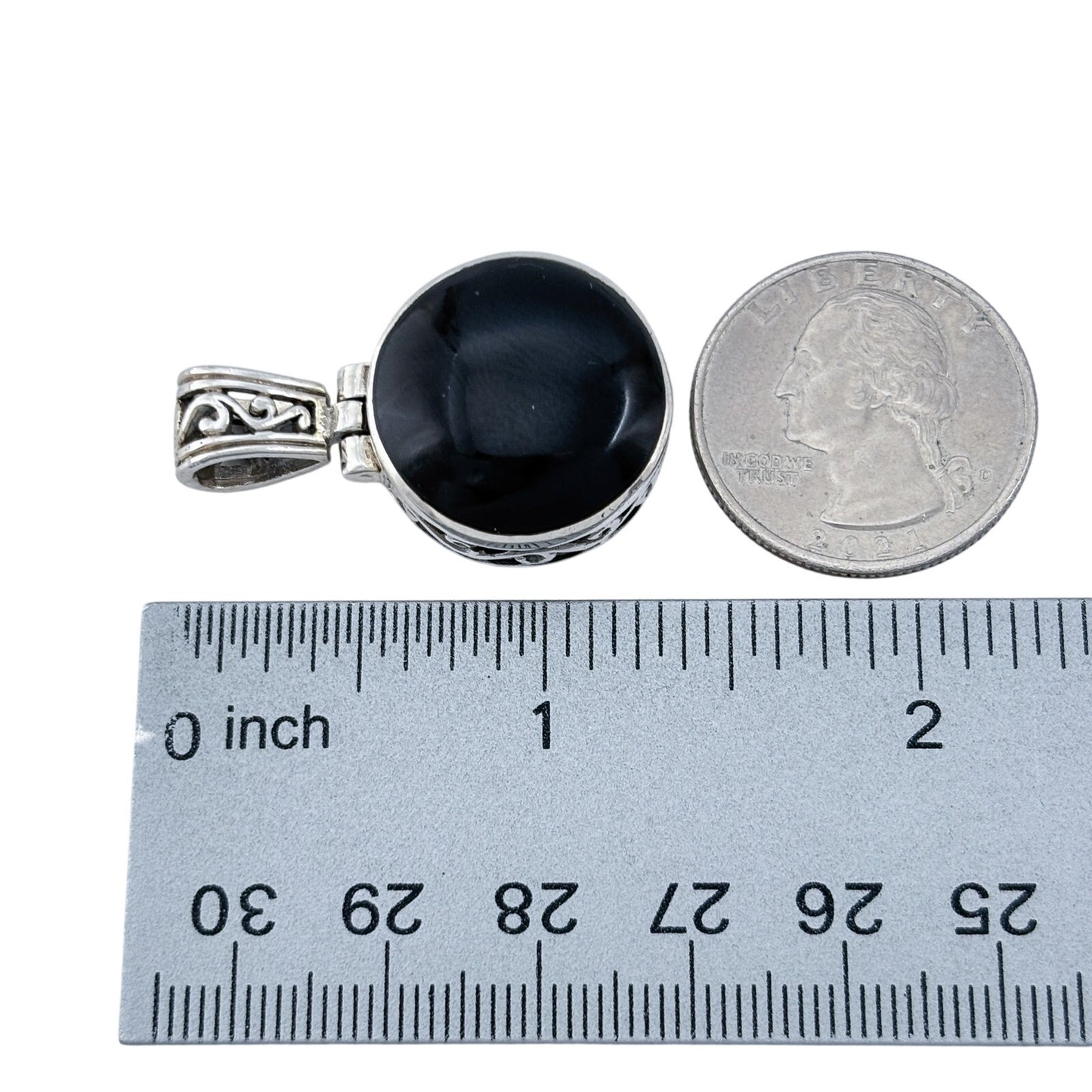 Vintage Sterling Silver 925 Black Onyx Pendant