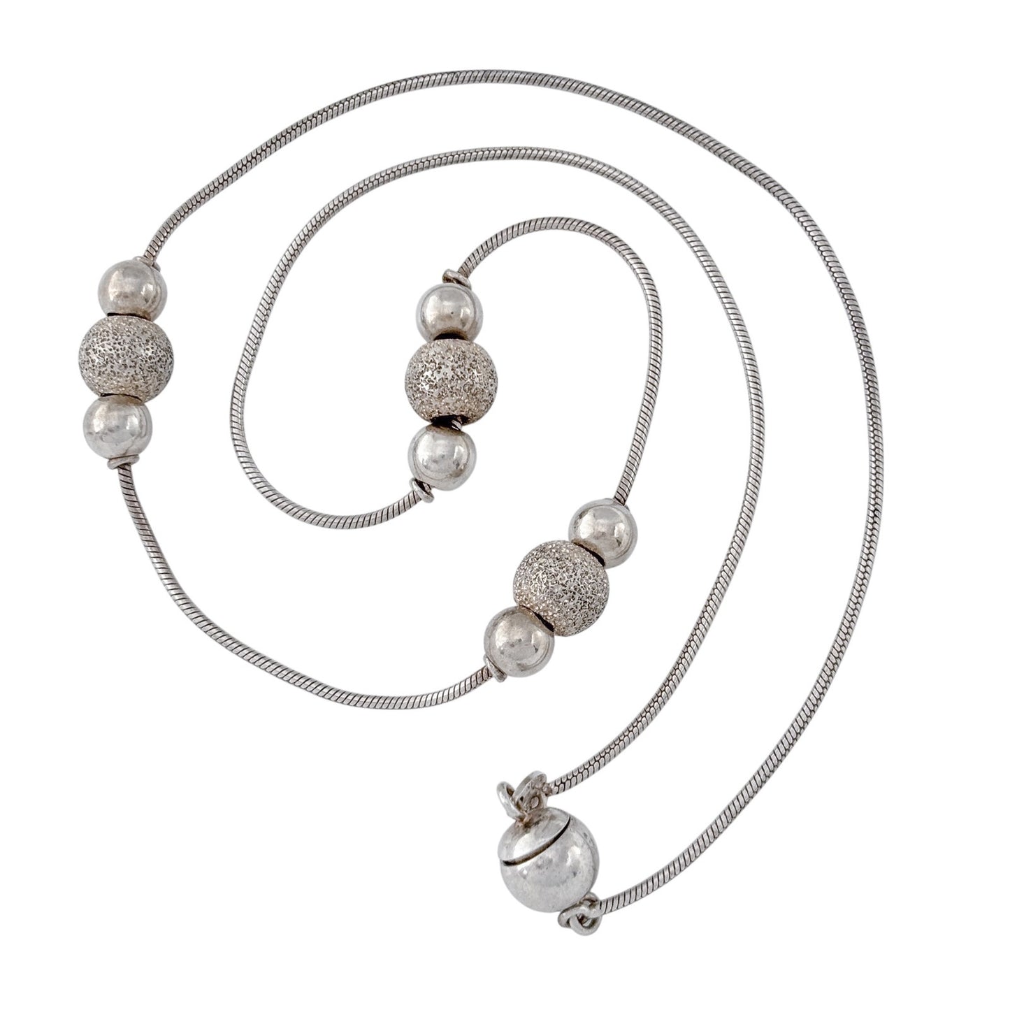 Vintage Sterling Silver 925 Italy Multi-Strand Bead Necklace 18"