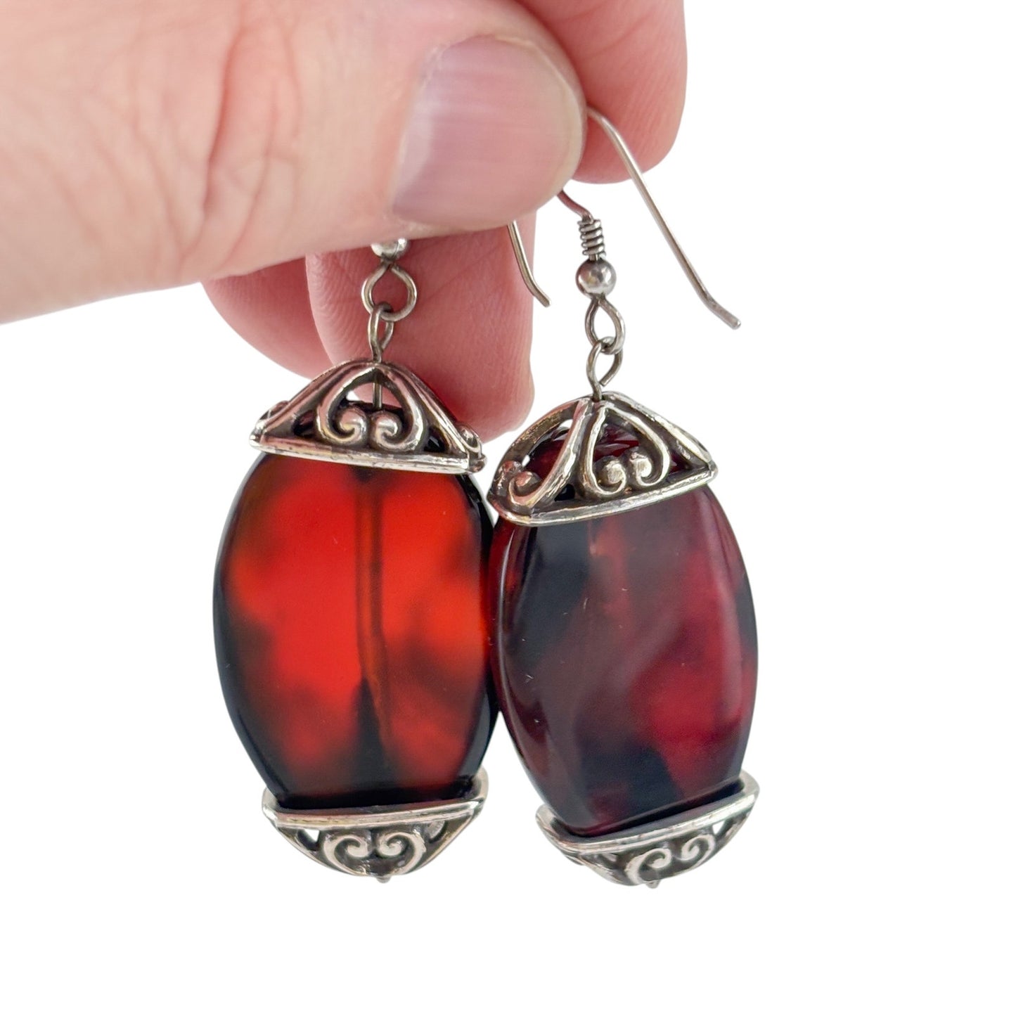Vintage Sterling Silver 925 Carnelian Earrings