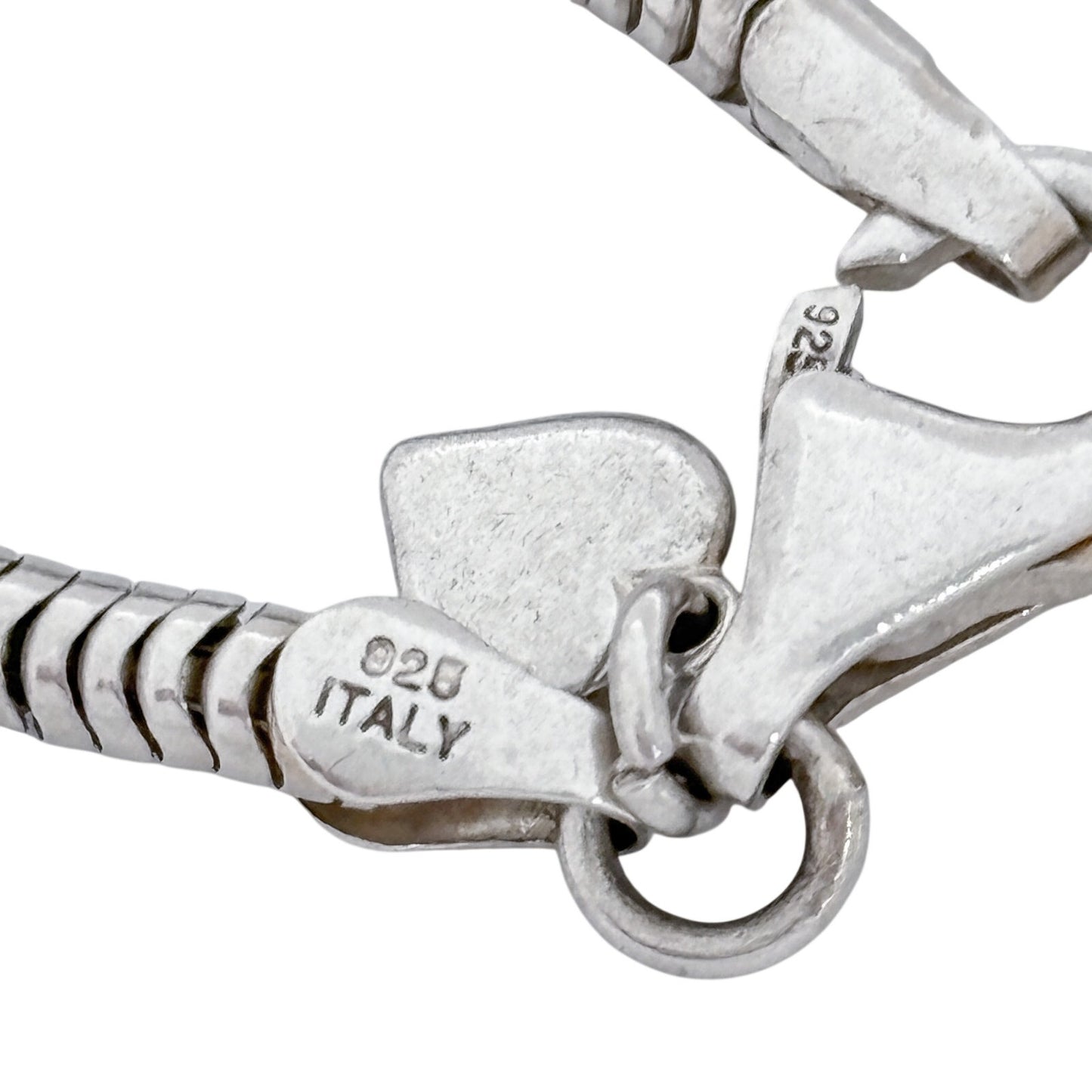 Vintage Sterling Silver 925 Snake Chain Charm Bracelet 7.5"