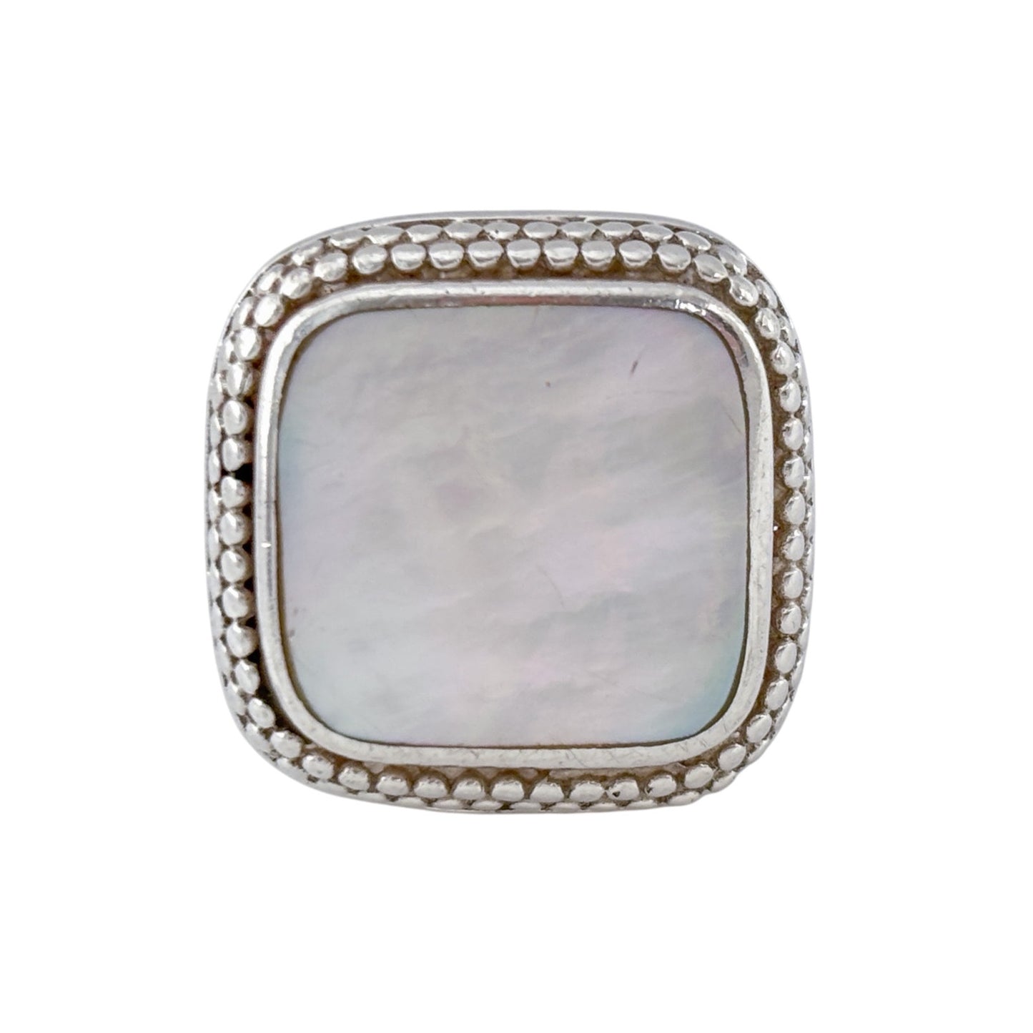Vintage Sterling Silver 925 Square Mother of Pearl Ring Size 6.5