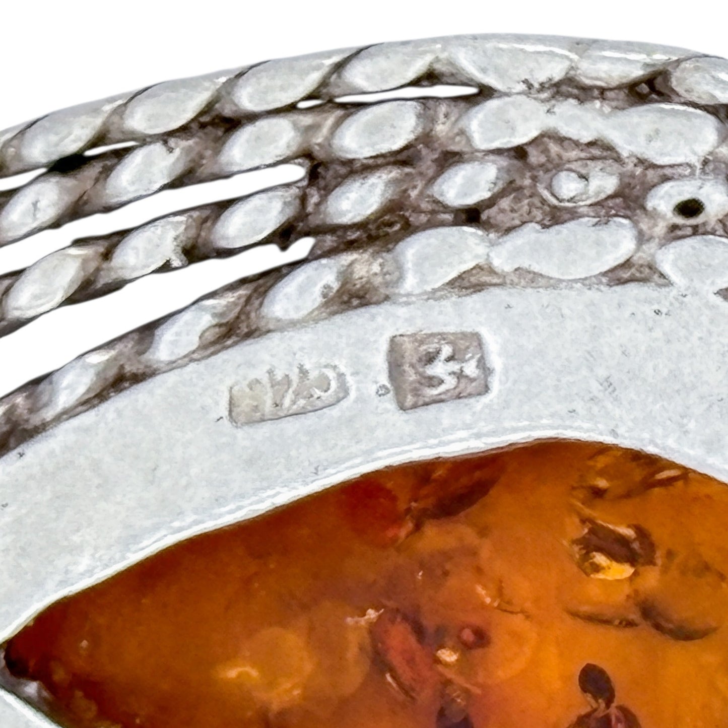 Vintage Sterling Silver 925 Amber Pendant