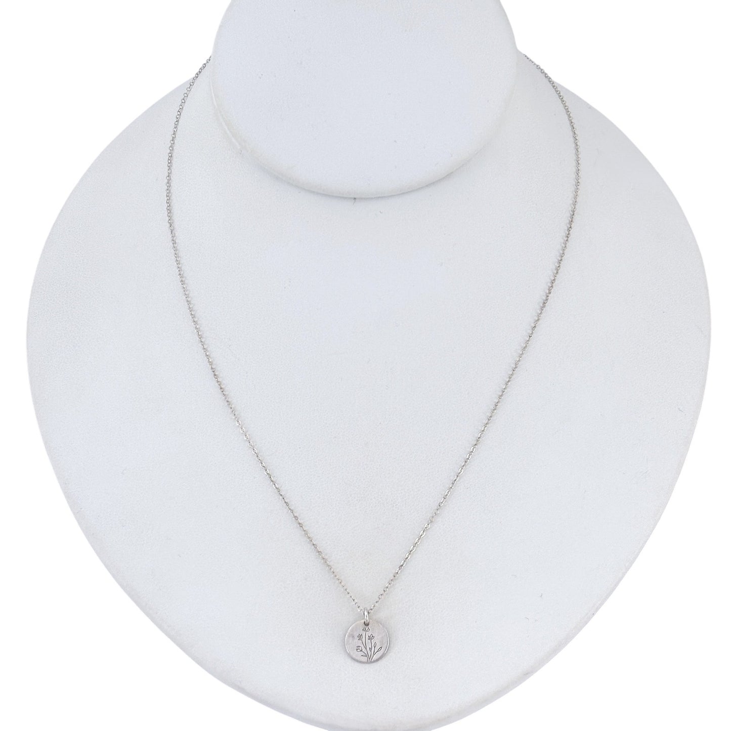 Vintage Sterling Silver 925 Floral Disc Pendant Necklace 18"