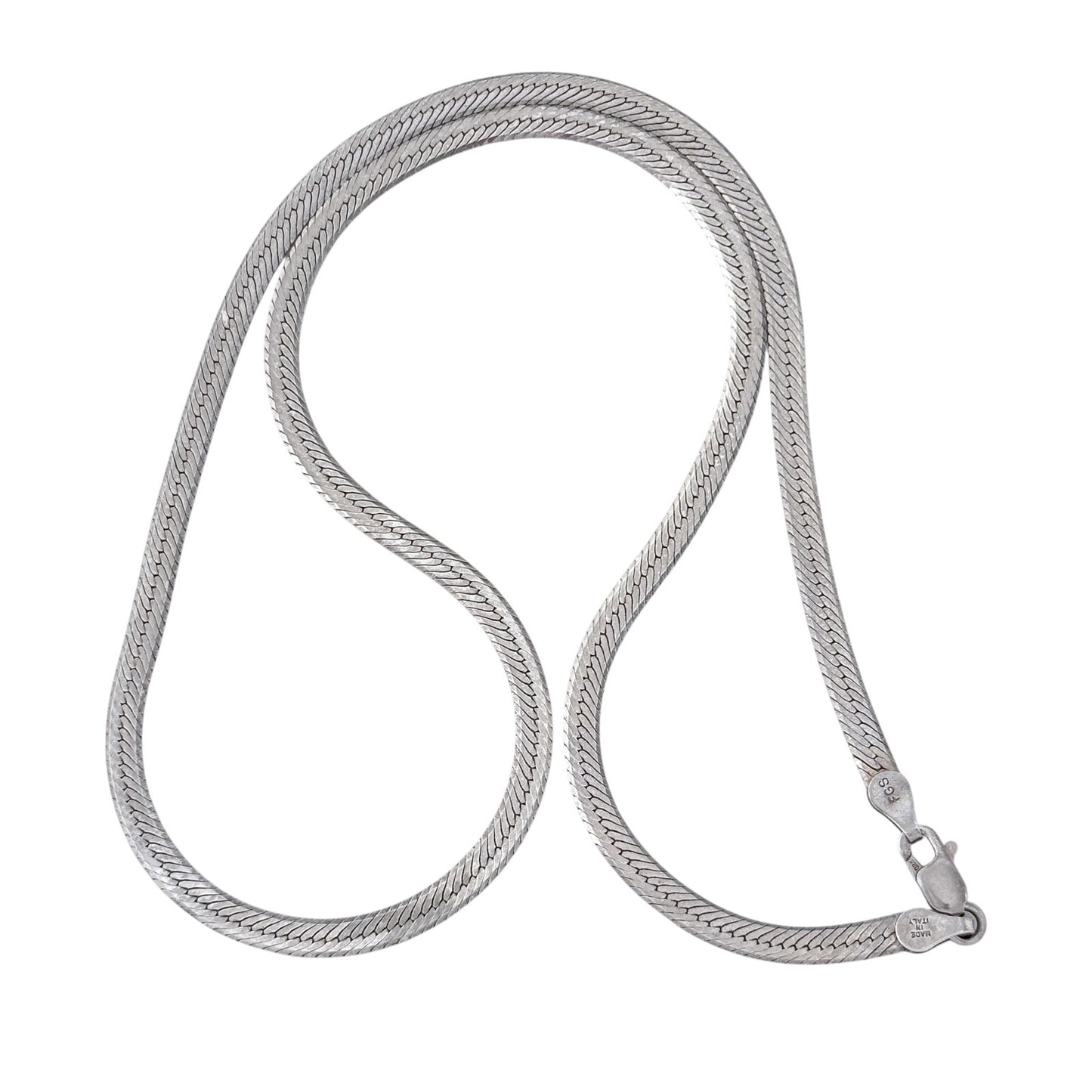 Vintage Italy Sterling Silver 925 Herringbone Chain Necklace 18"