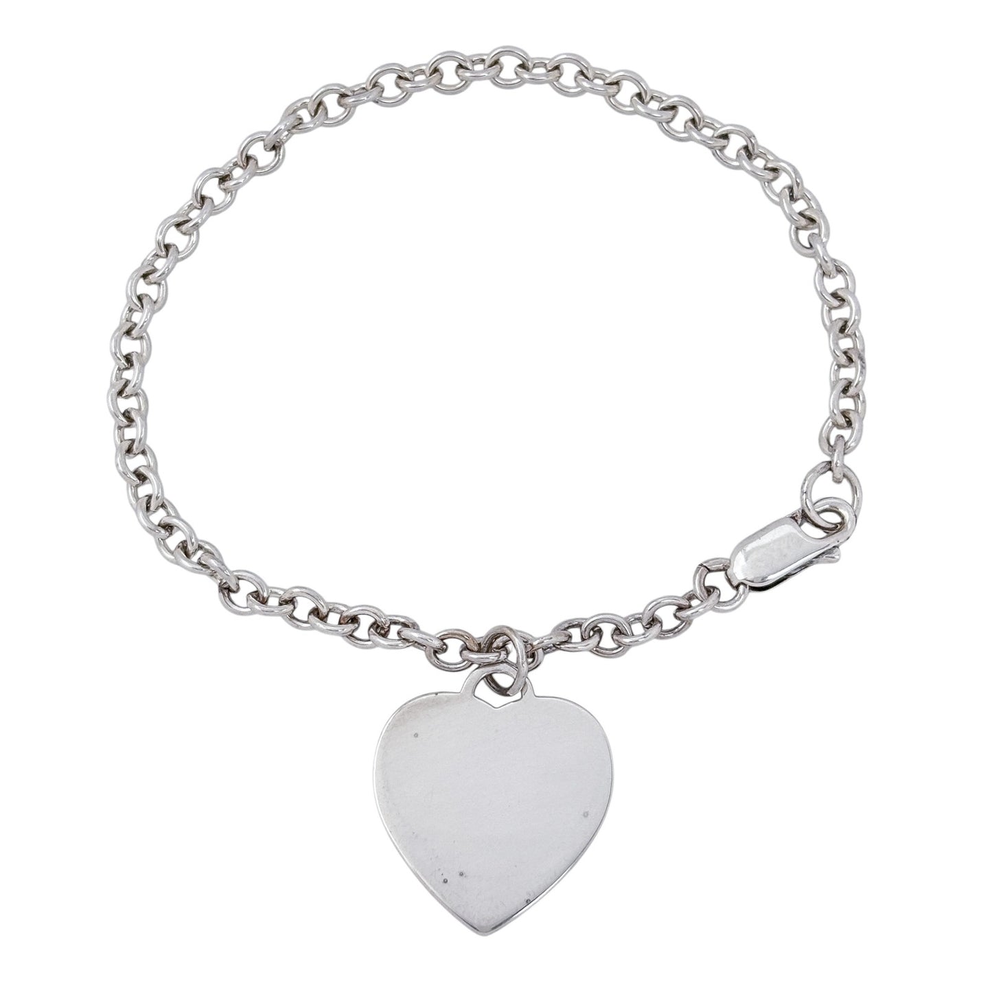 Estate Ross Simons Sterling Silver 925 Heart Charm Round Link Chain Bracelet 7"