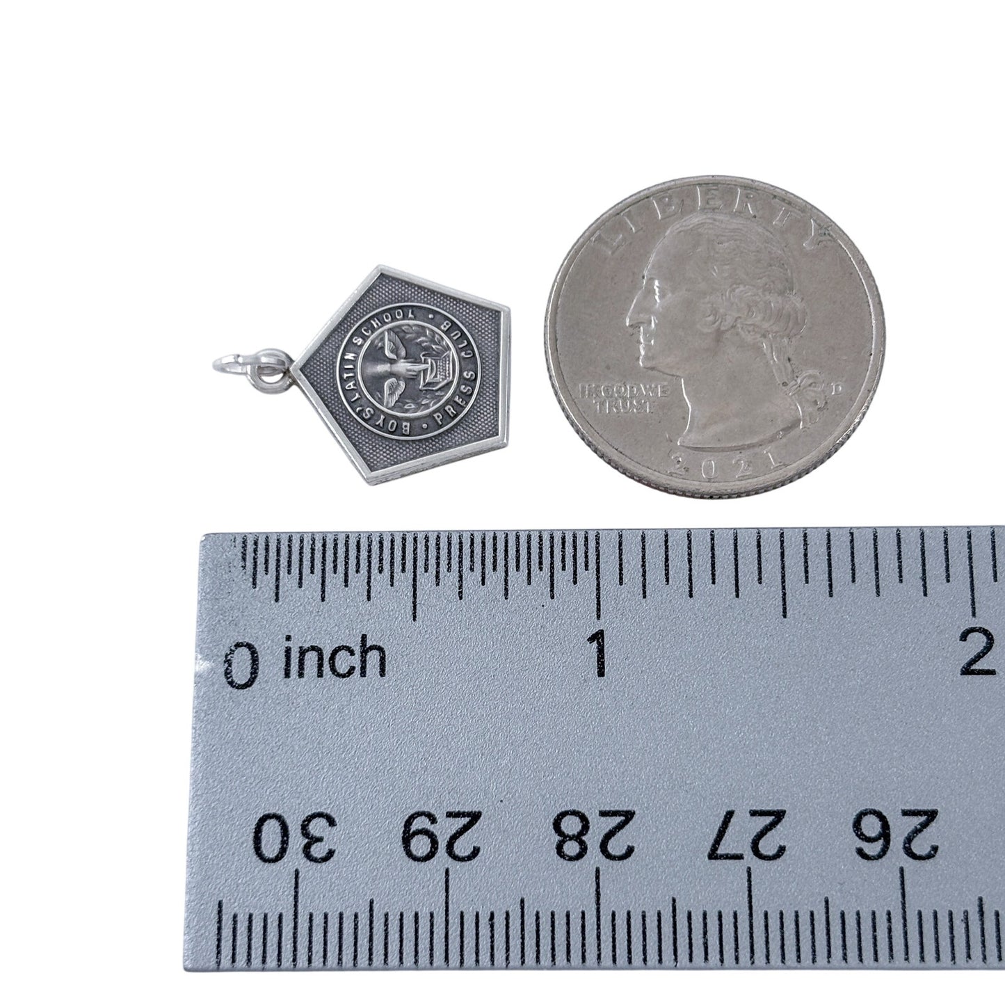Vintage Sterling Silver 925 Boys Latin School Press Club Pendant