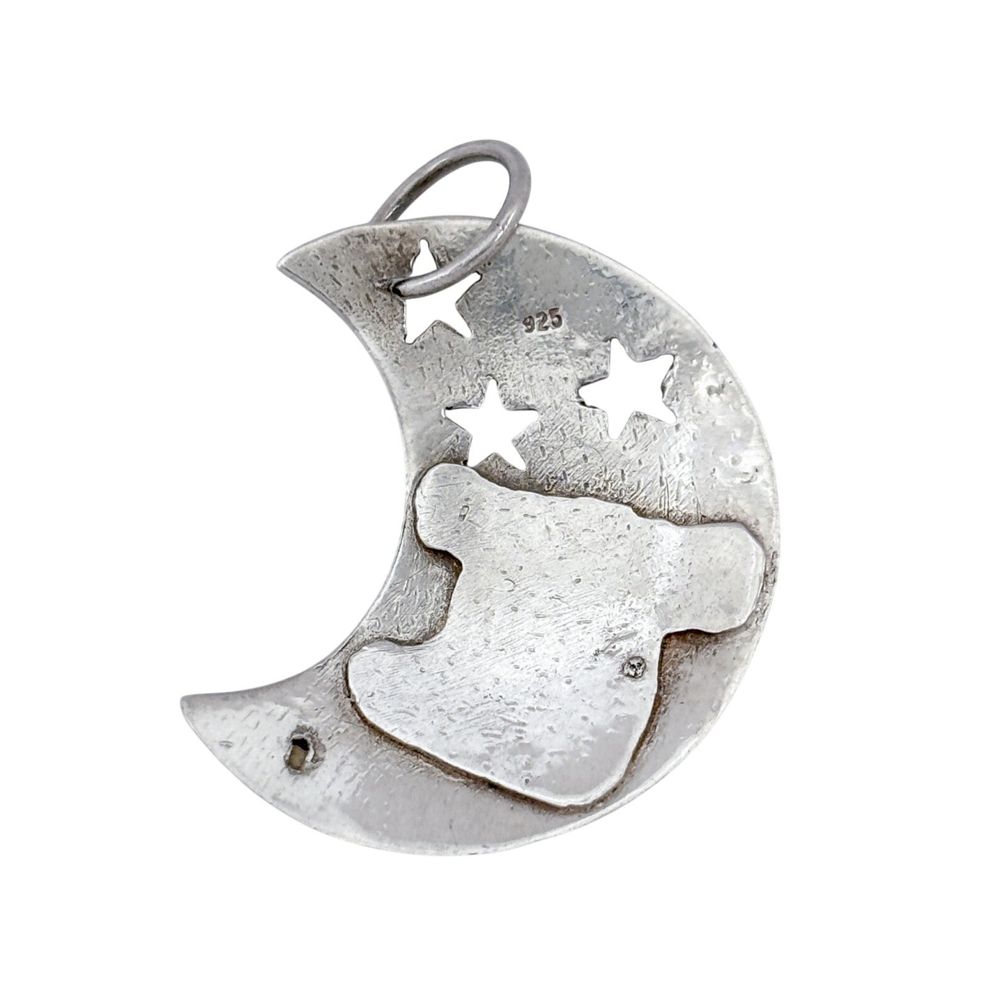 Vintage Sterling Silver 925 Sisters Are Like Stars Moon Pendant