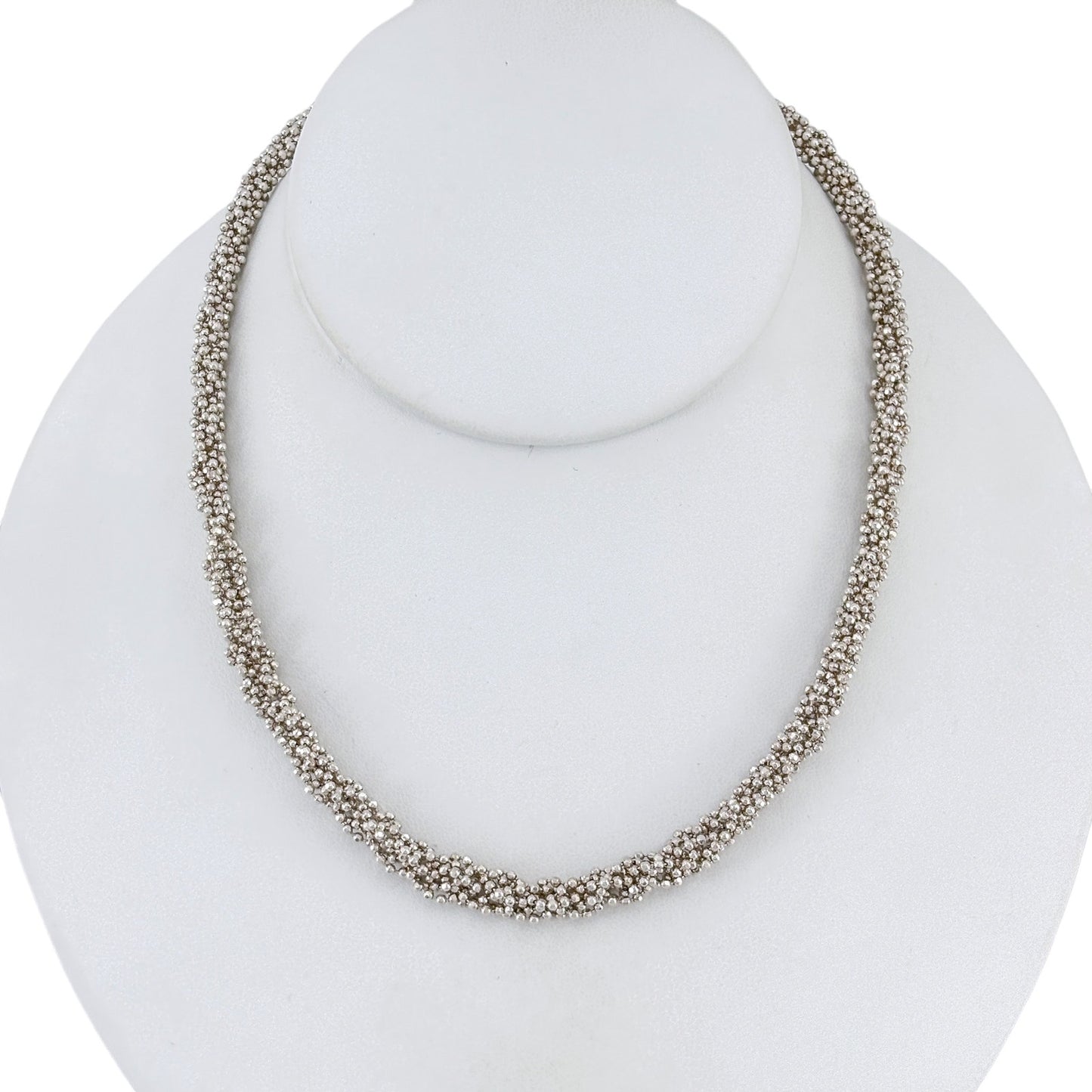 Vintage Sterling Silver 925 Multi Strand Bead Necklace 16"