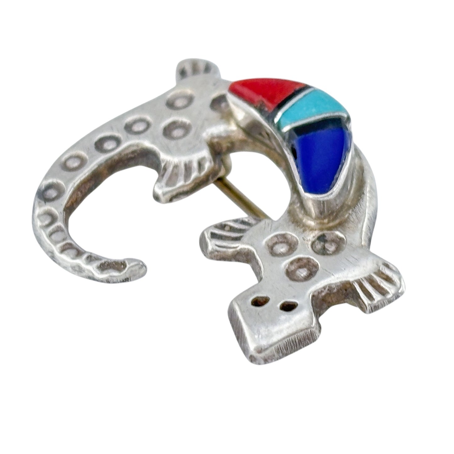 Vintage Sterling Silver 925 Southwest Native American Lizard Gecko Brooch