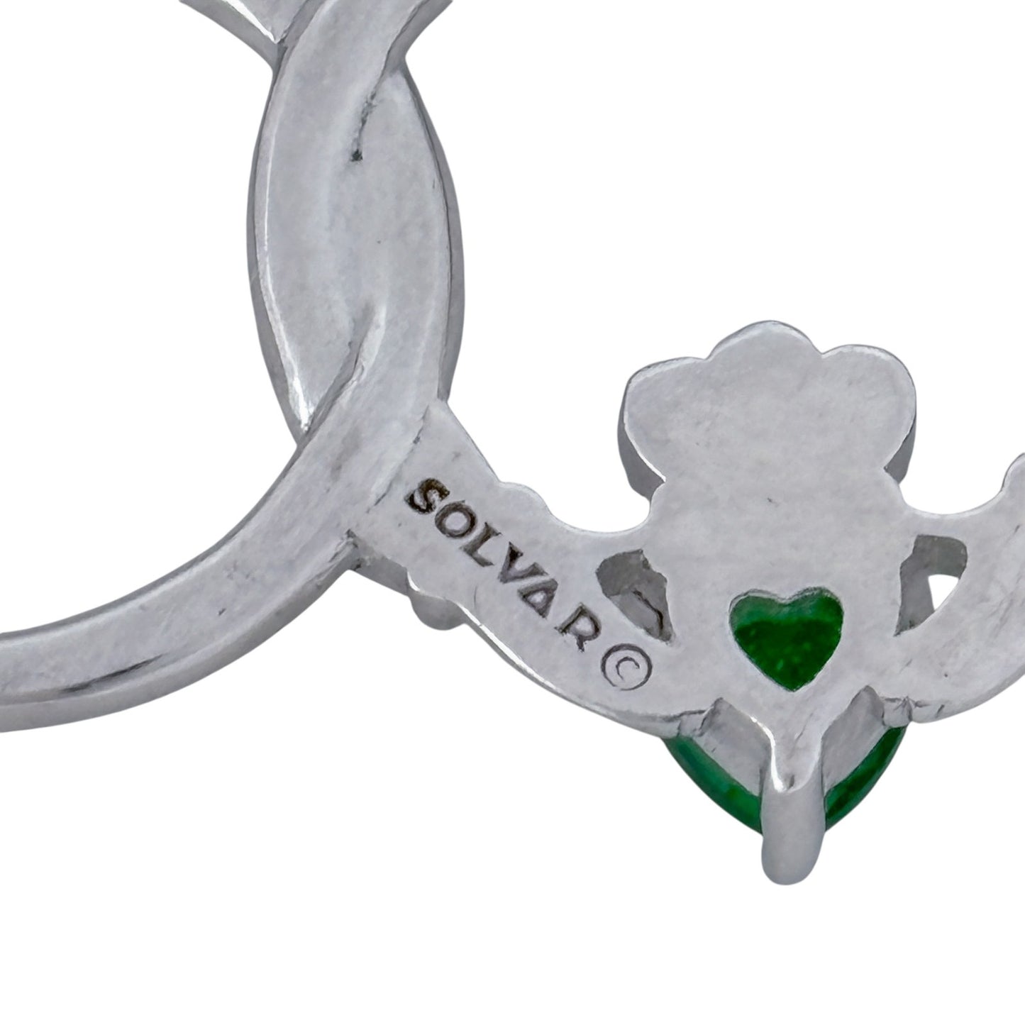Vintage Sterling Silver 925 Claddagh Lab-Created Emerald Necklace 18"