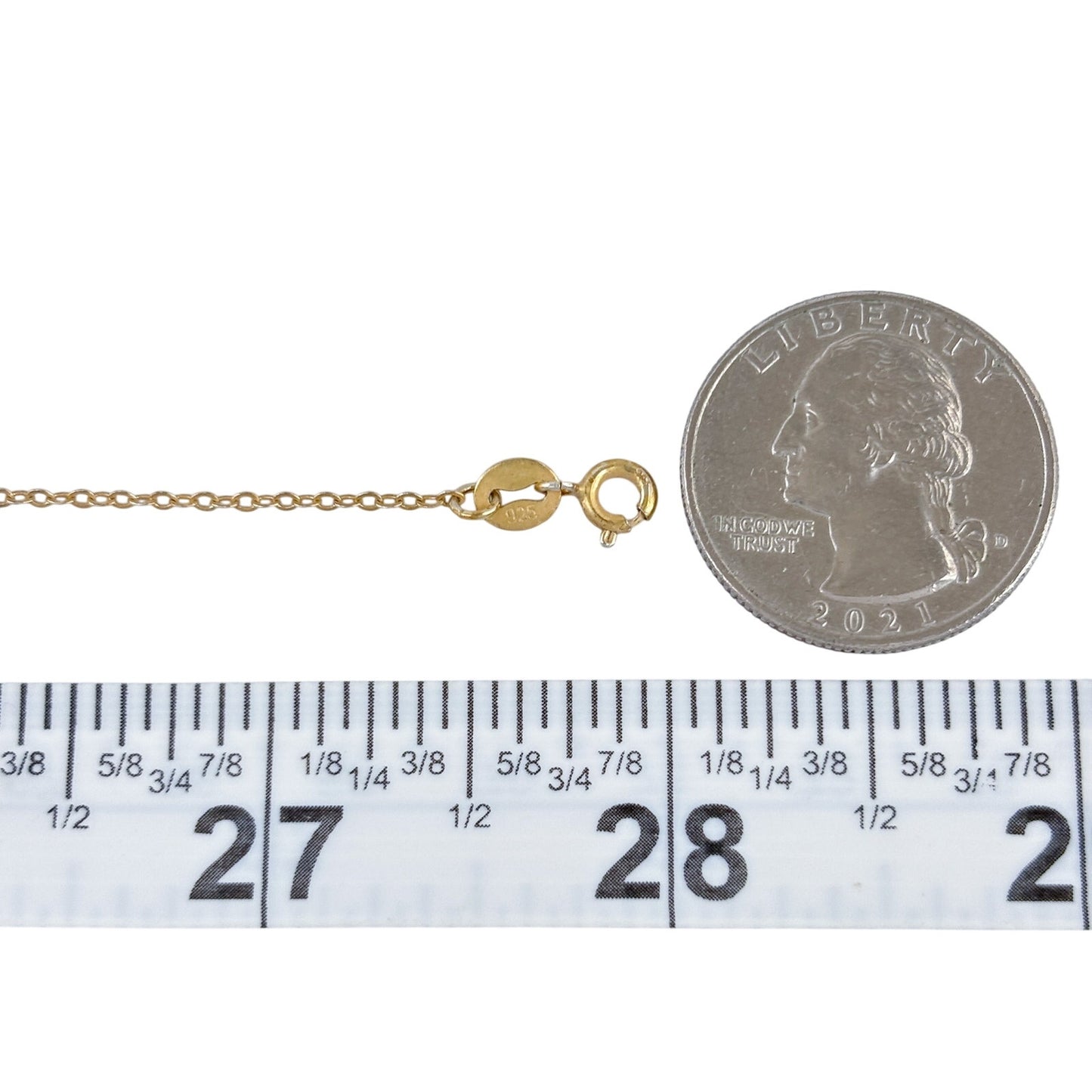 Vintage Gold-Tone Sterling Silver 925 Cable Link Chain Necklace 28"