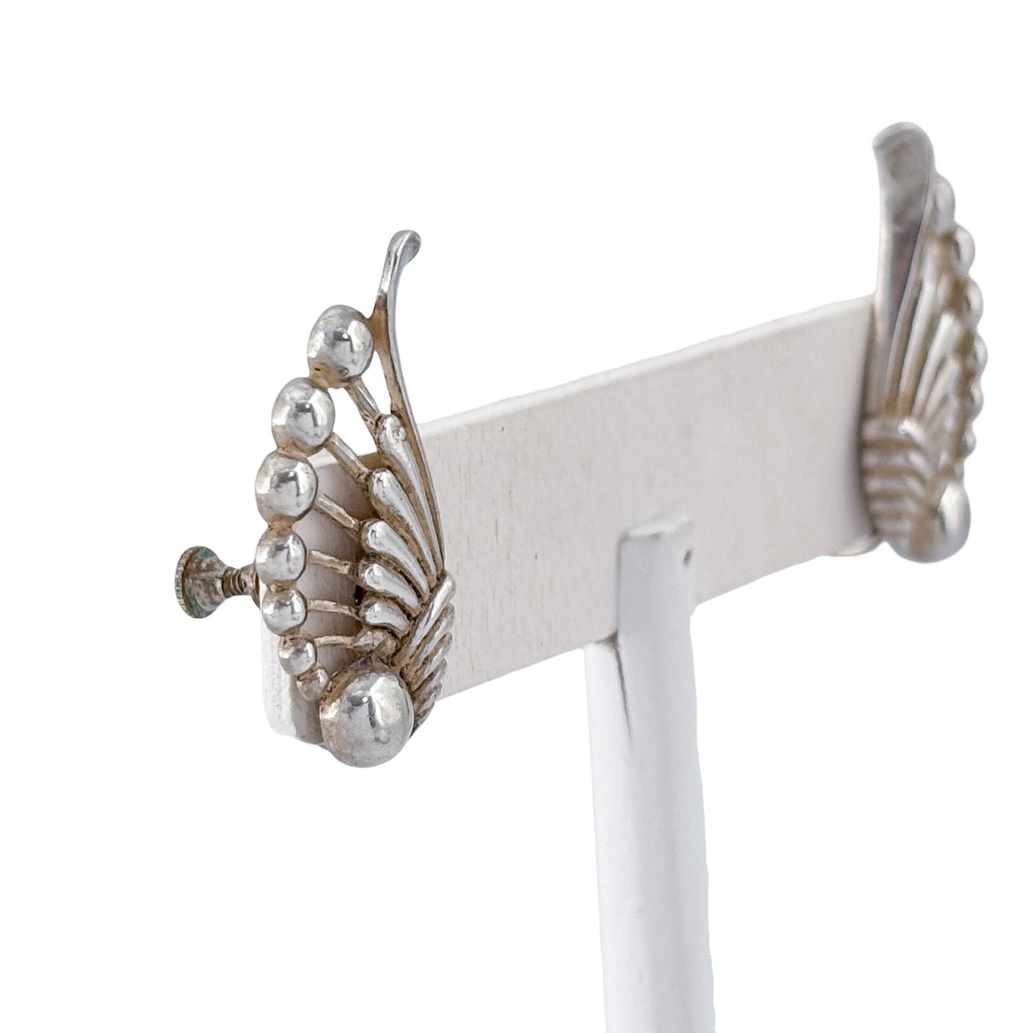 Vintage Sterling Silver 925 Wing Screwback Earrings