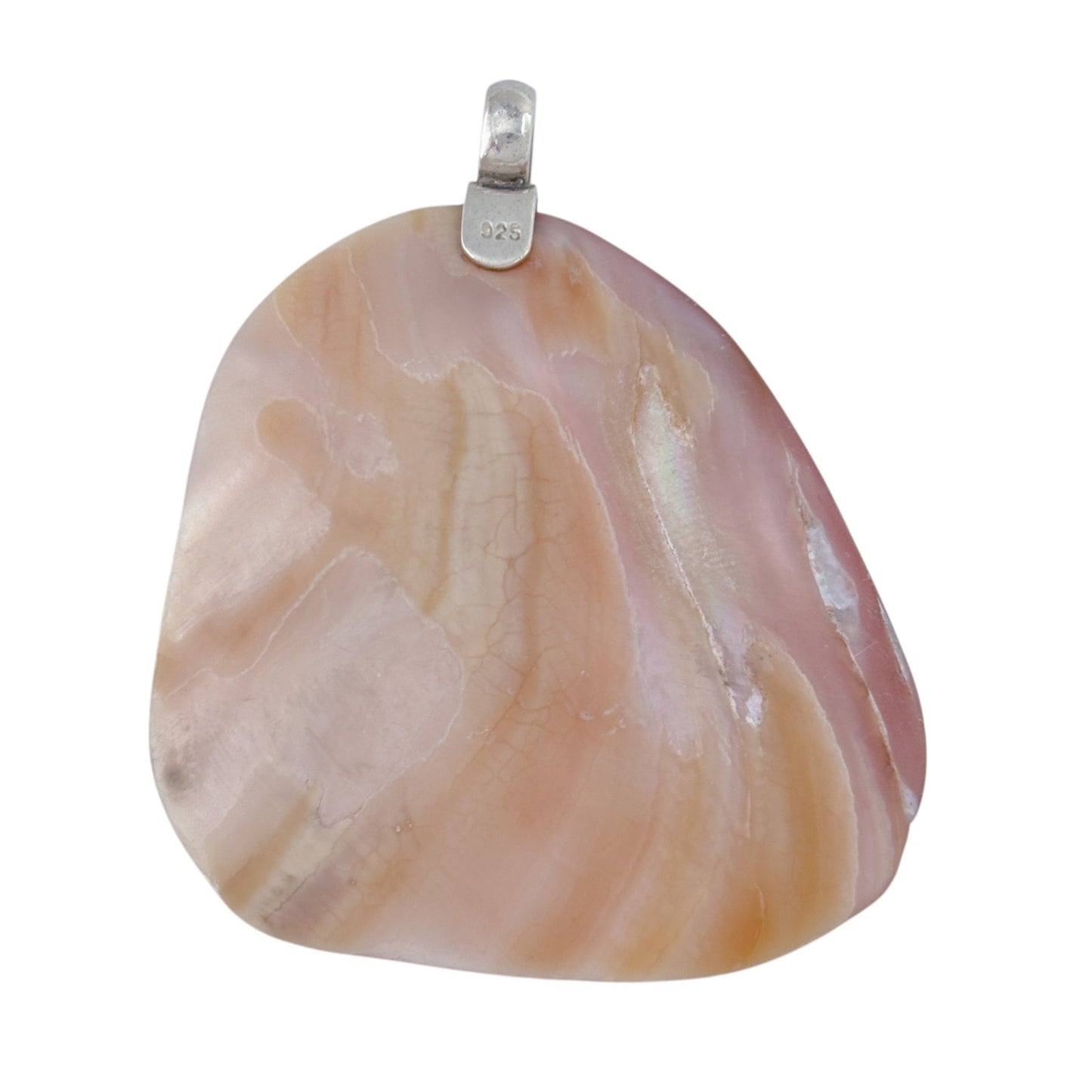 Vintage Sterling Silver 925 Pink Shell Pendant