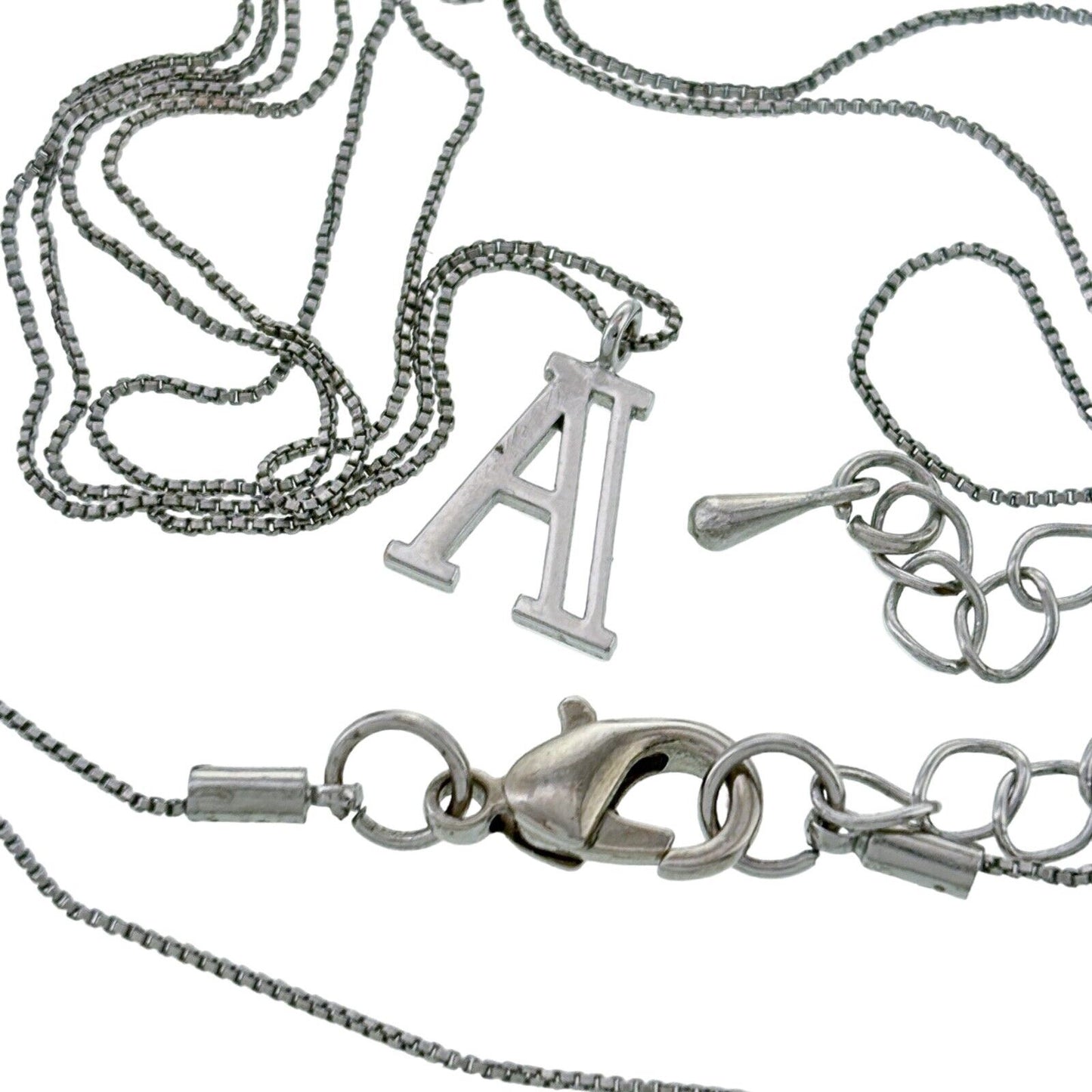 Vintage Silver-Tone Letter “A” Pendant Necklace 30"-33"