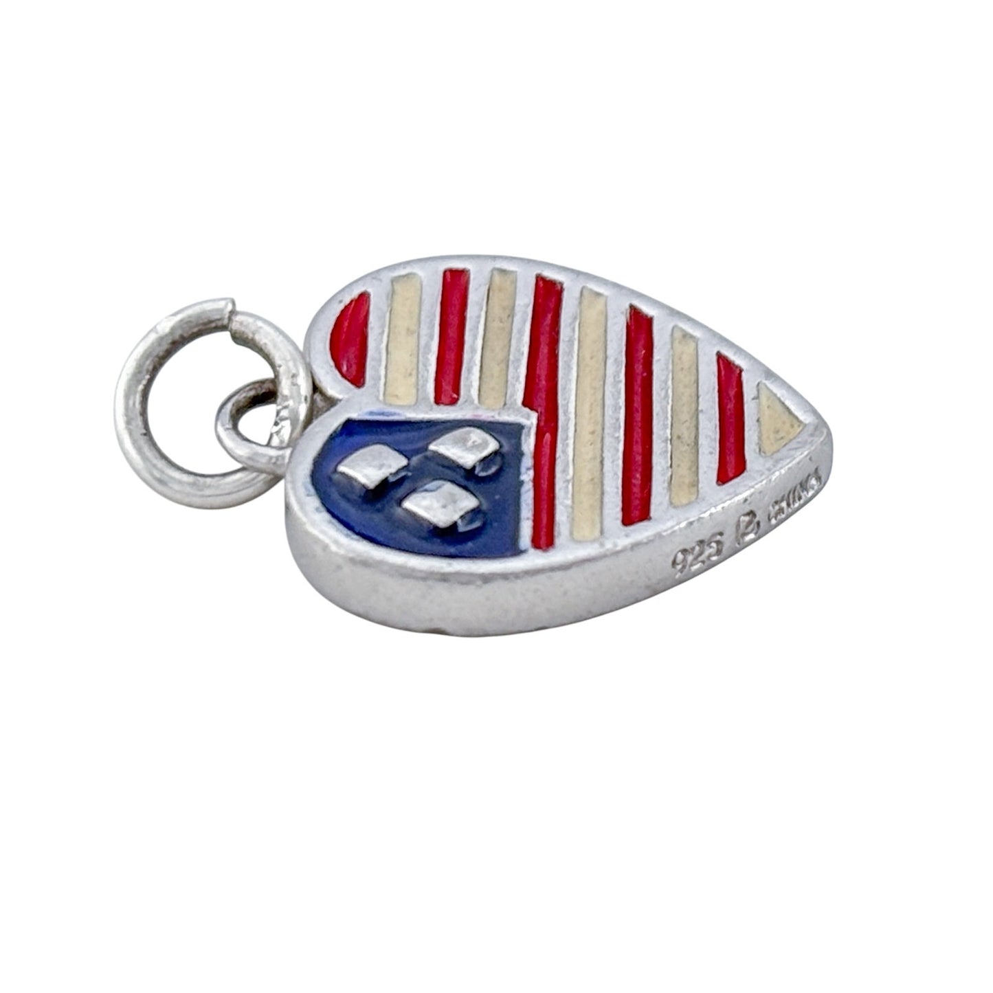 Vintage Sterling Silver 925 American Flag Heart Charm