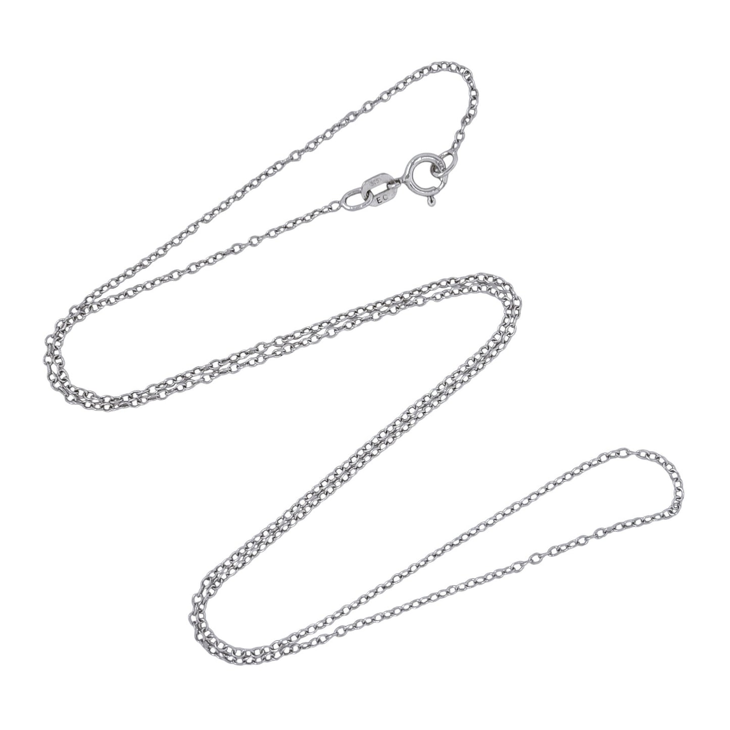 Silver chain necklace on a white background