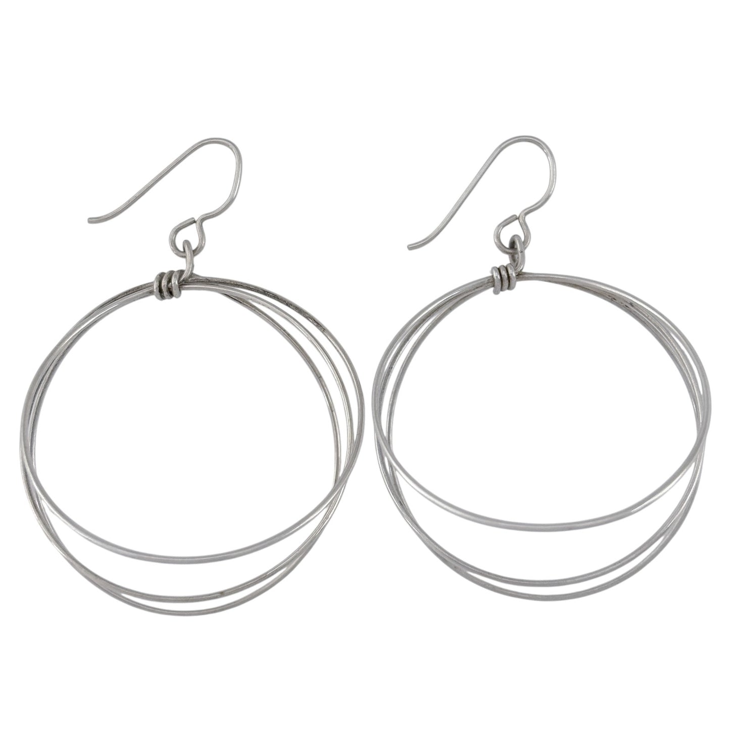 Vintage Sterling Silver 925 Multi Hoop Dangle Earrings