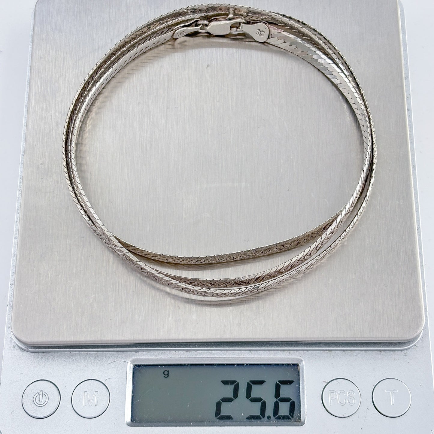 Vintage Milor Italy Sterling Silver 925 Herringbone Chain Necklace 28"