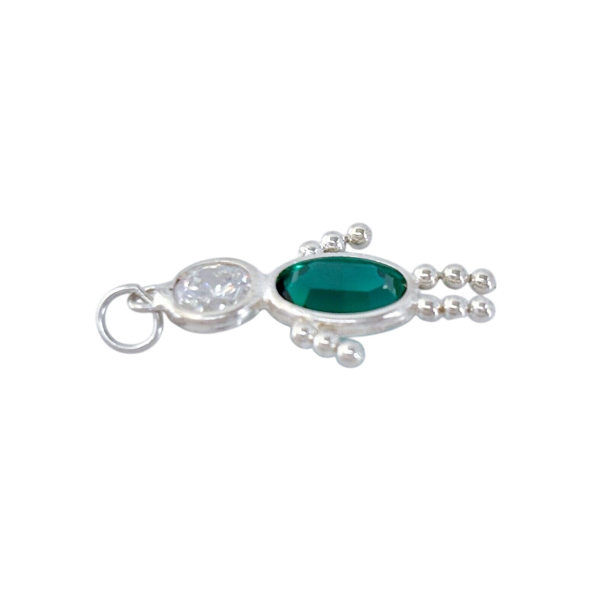 Vintage Sterling Silver 925 Green Cubic Zirconia Boy Charm Pendant