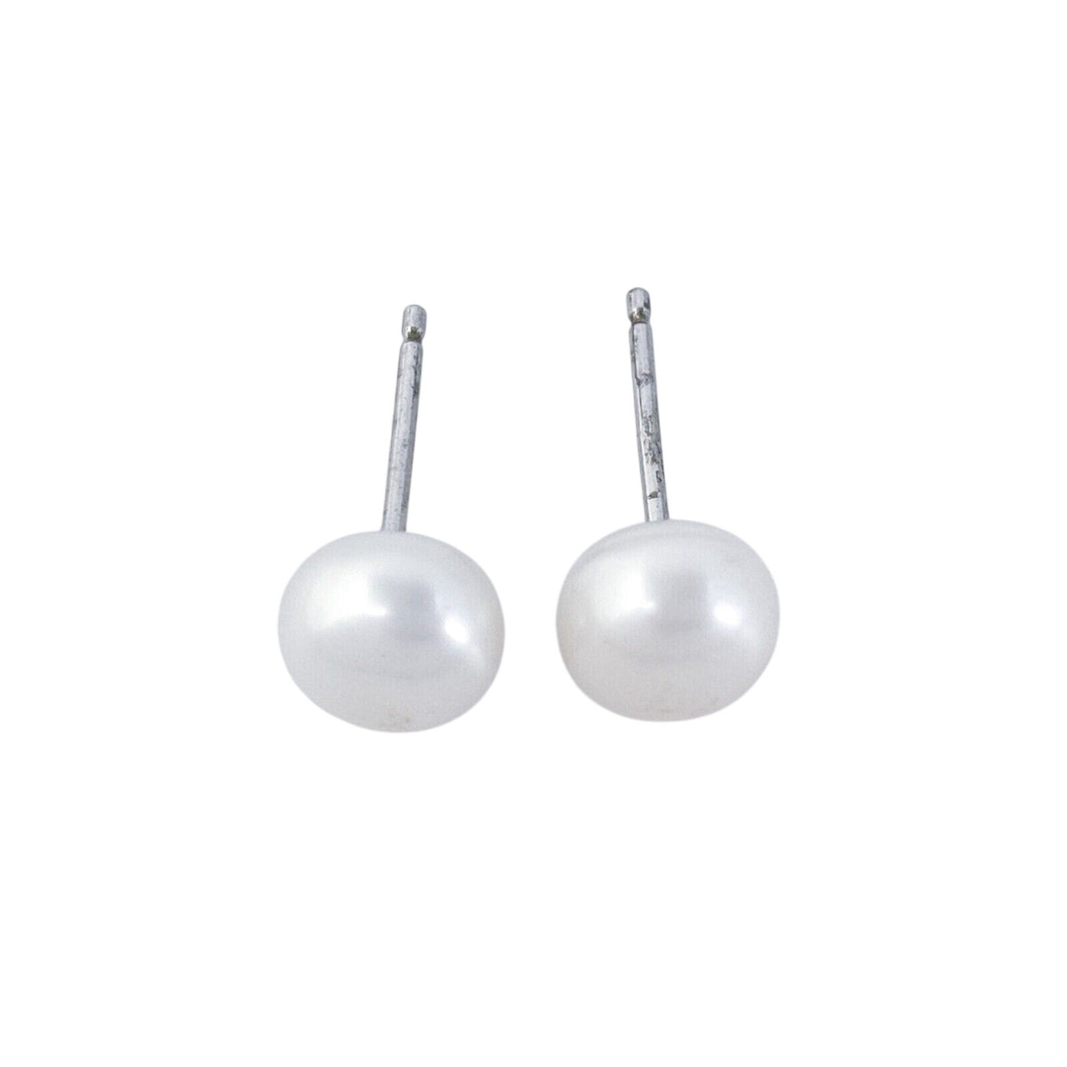 Vintage Sterling Silver 925 White Imitation Pearl Stud Earrings