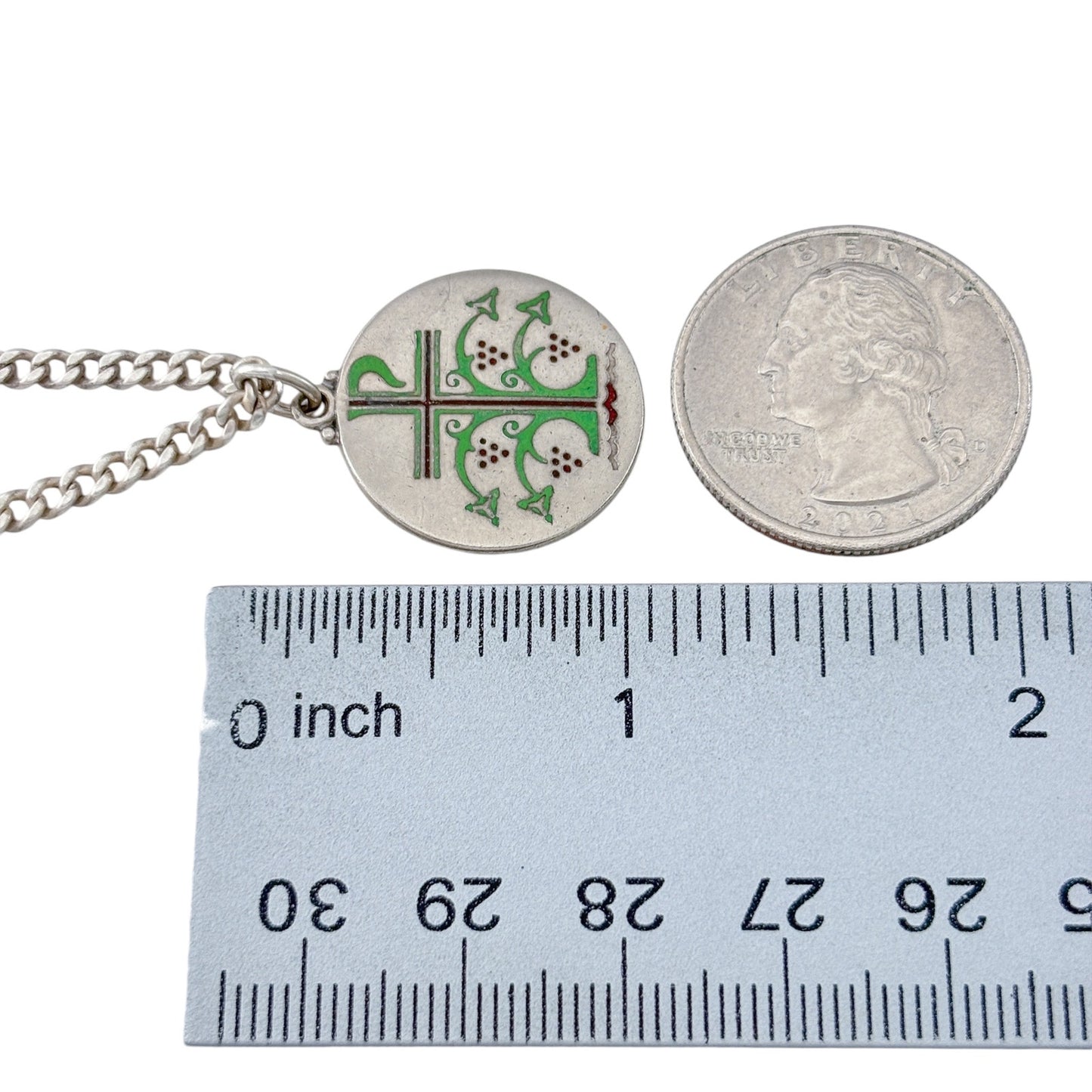 Vintage Creed Sterling Silver 925 Chi-Rho Christogram Medallion Necklace 25"