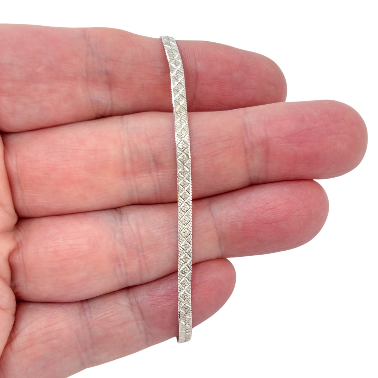 Estate Italy Sterling Silver 925 Herringbone Bracelet 8.25"