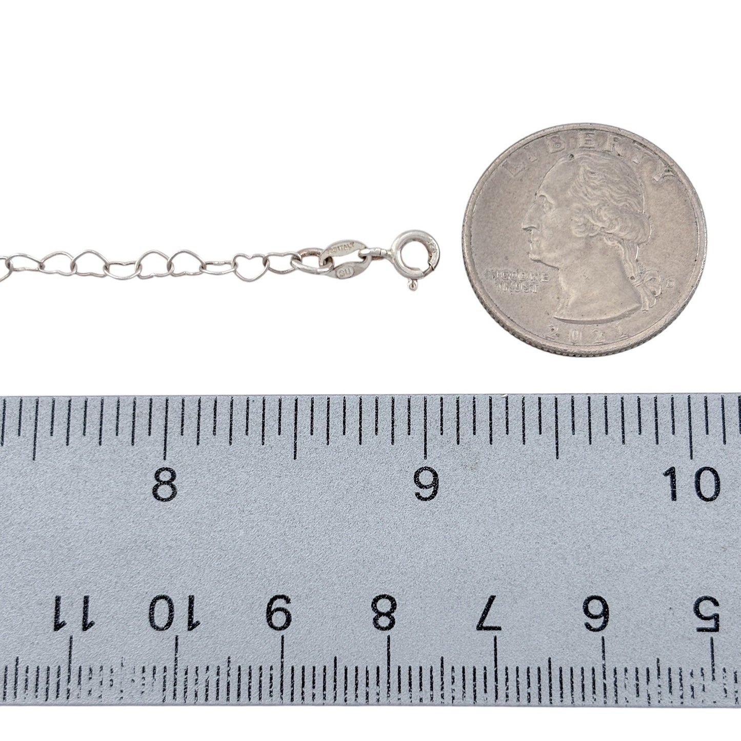 Vintage Sterling Silver 925 Heart Link Anklet 9"
