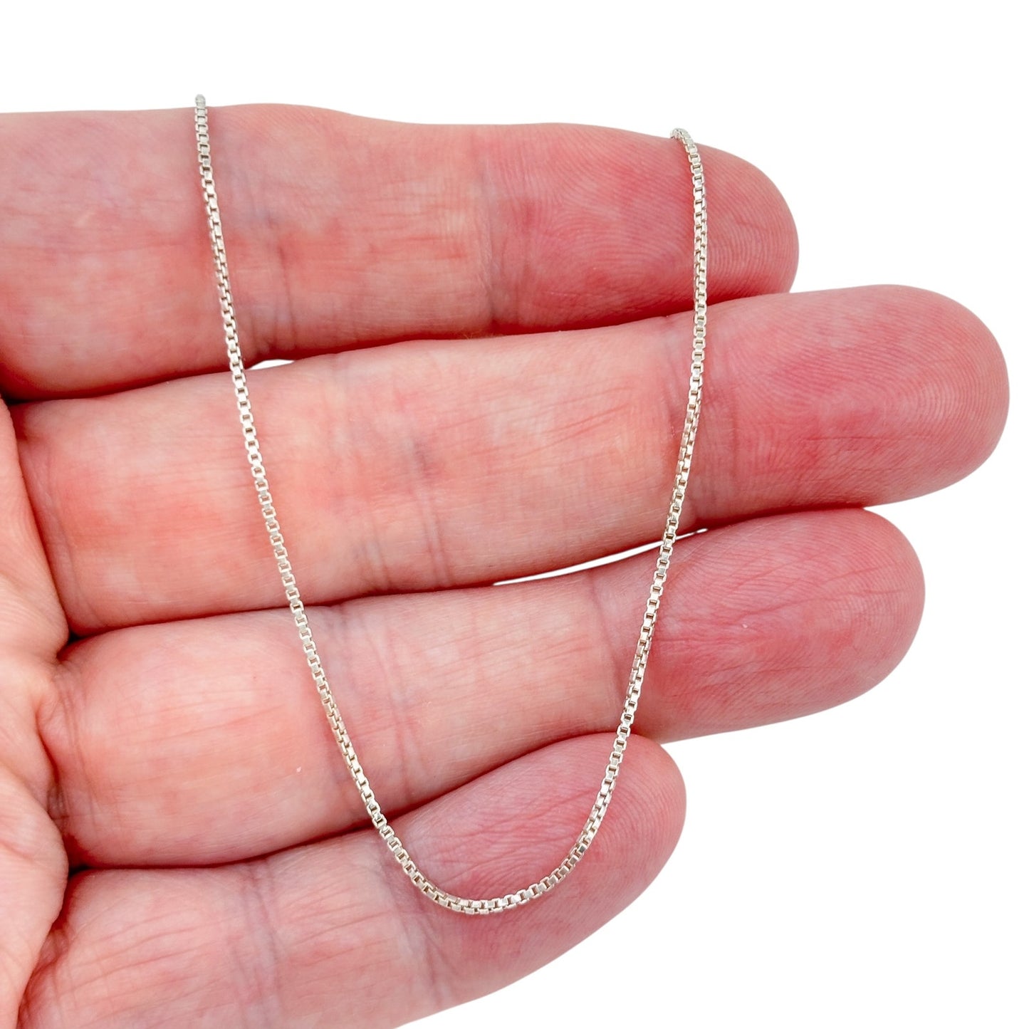 Vintage Italy Sterling Silver 925 Box Chain Necklace 16"