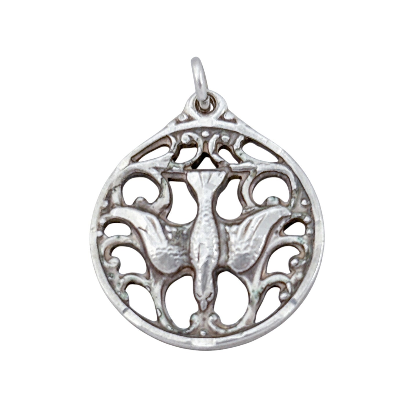 Vintage Sterling Silver 925 Dove Openwork Pendant