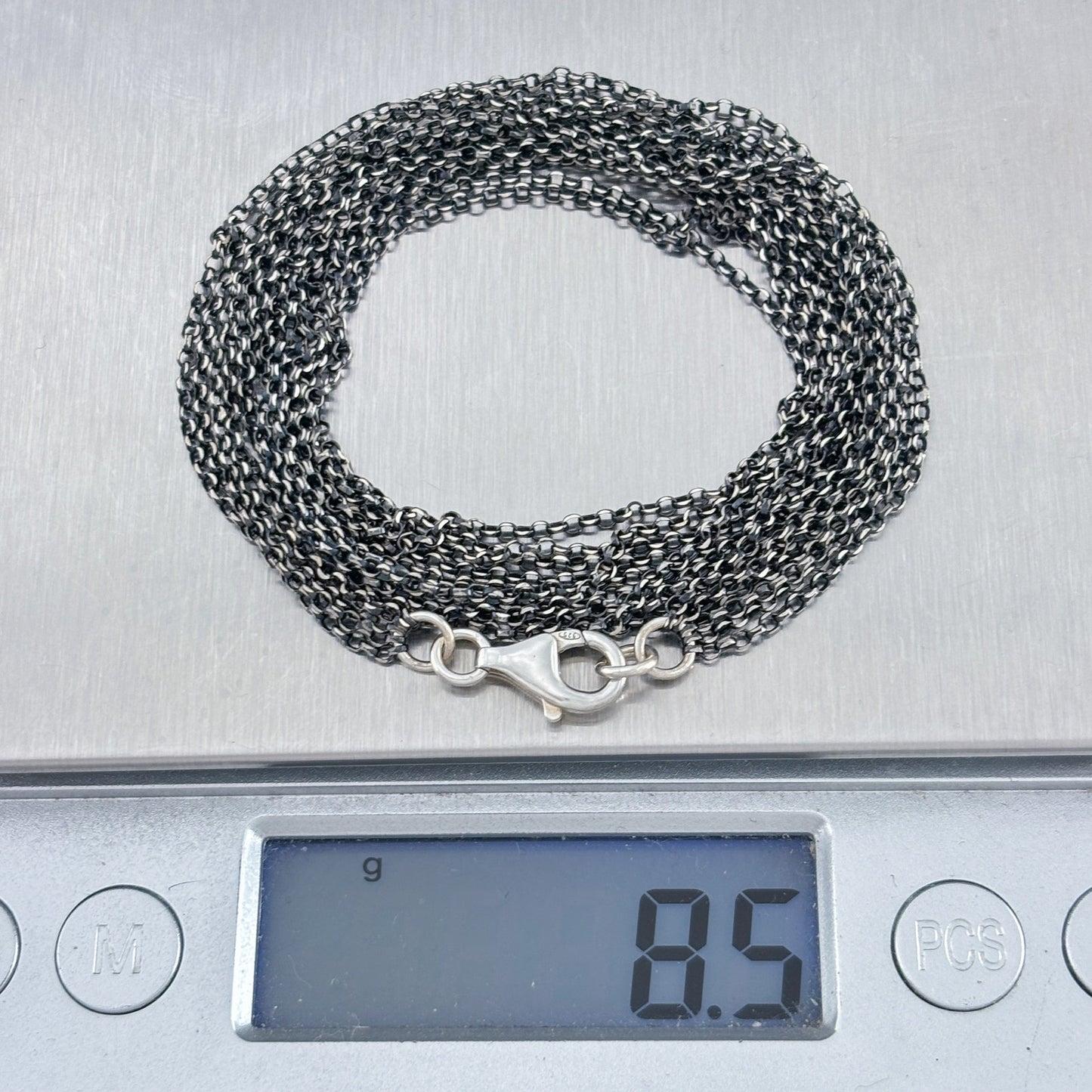 Vintage Sterling Silver 925 Multi Strand Black Cable Necklace 18"