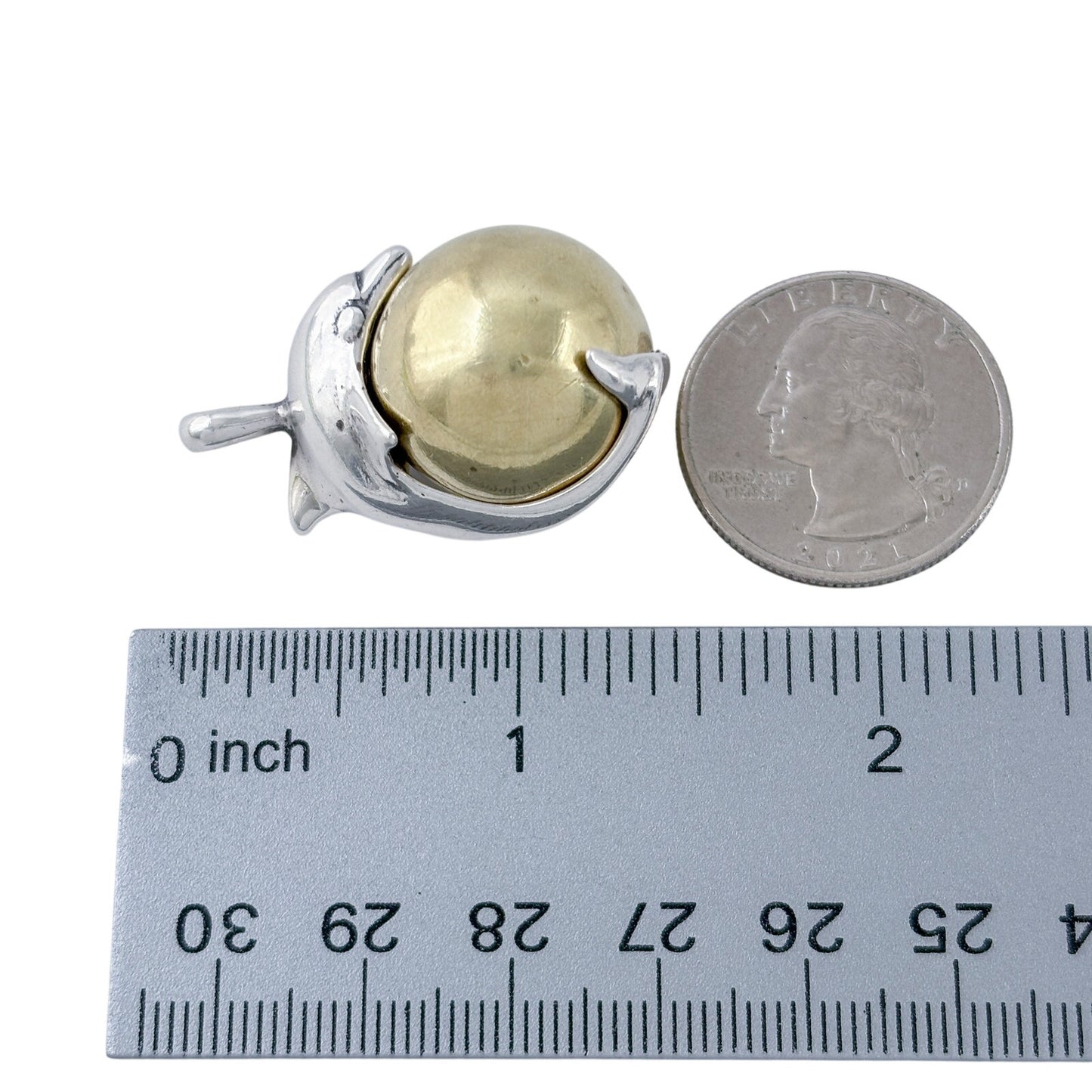 Vintage Sterling Silver 925 Dolphin Rotating Melodic Sphere Pendant
