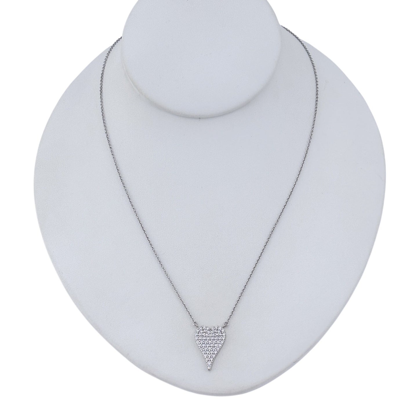 Vintage Sterling Silver 925 Cubic Zirconia Heart Necklace 16"-20"
