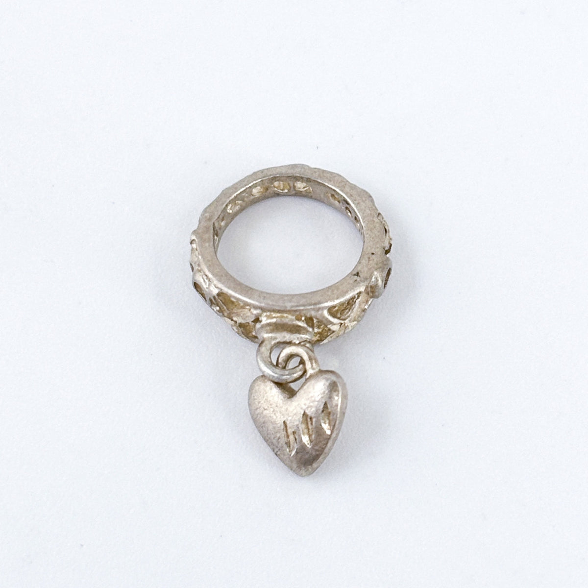 Vintage Sterling Silver 925 Heart Dangle Bracelet Charm